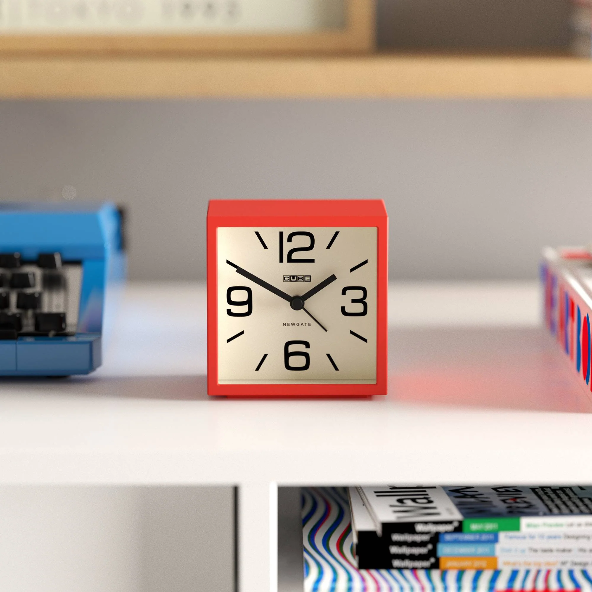 Newgate Cube alarm clock in red - Image 3