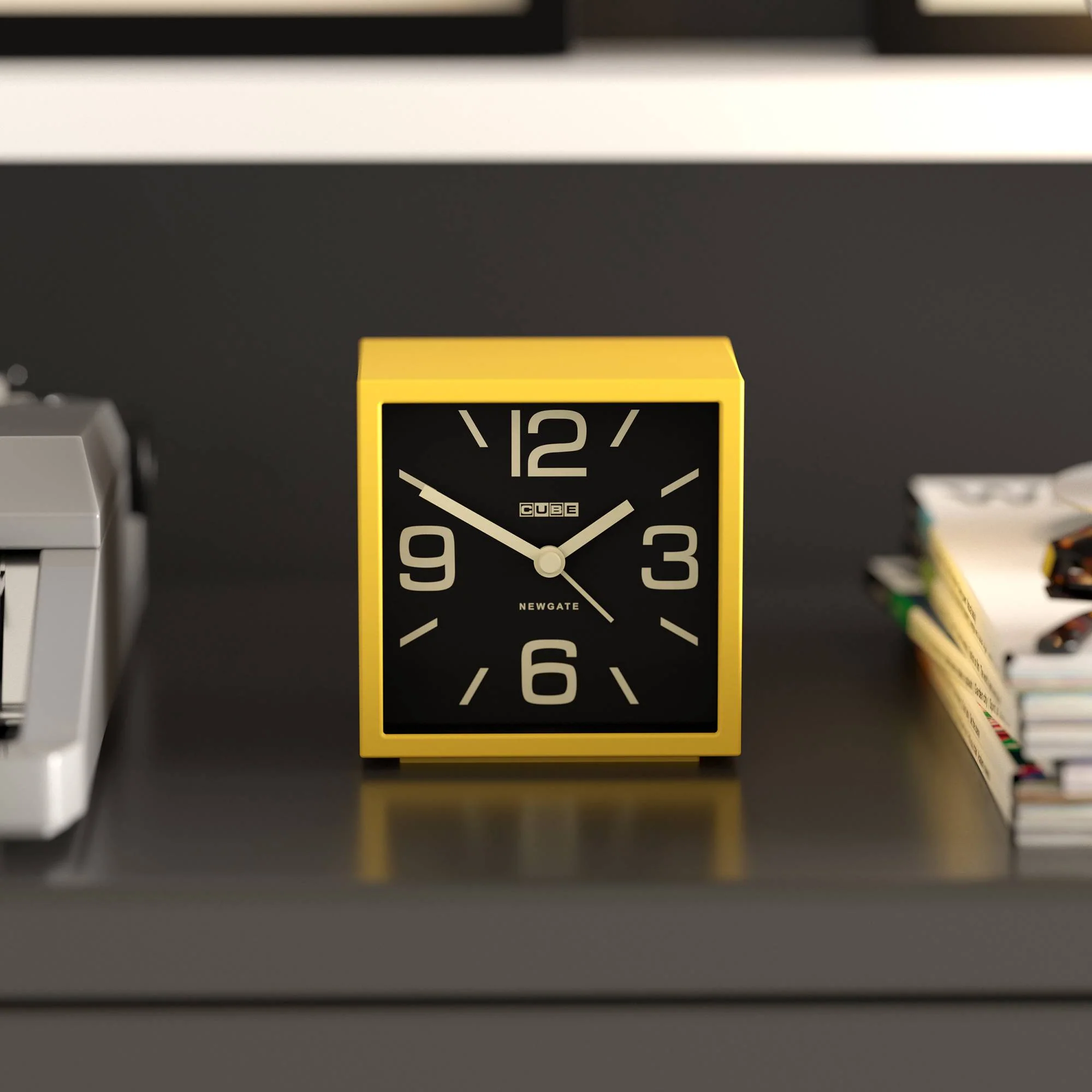 Newgate Cube alarm clock in yellow - Image 3