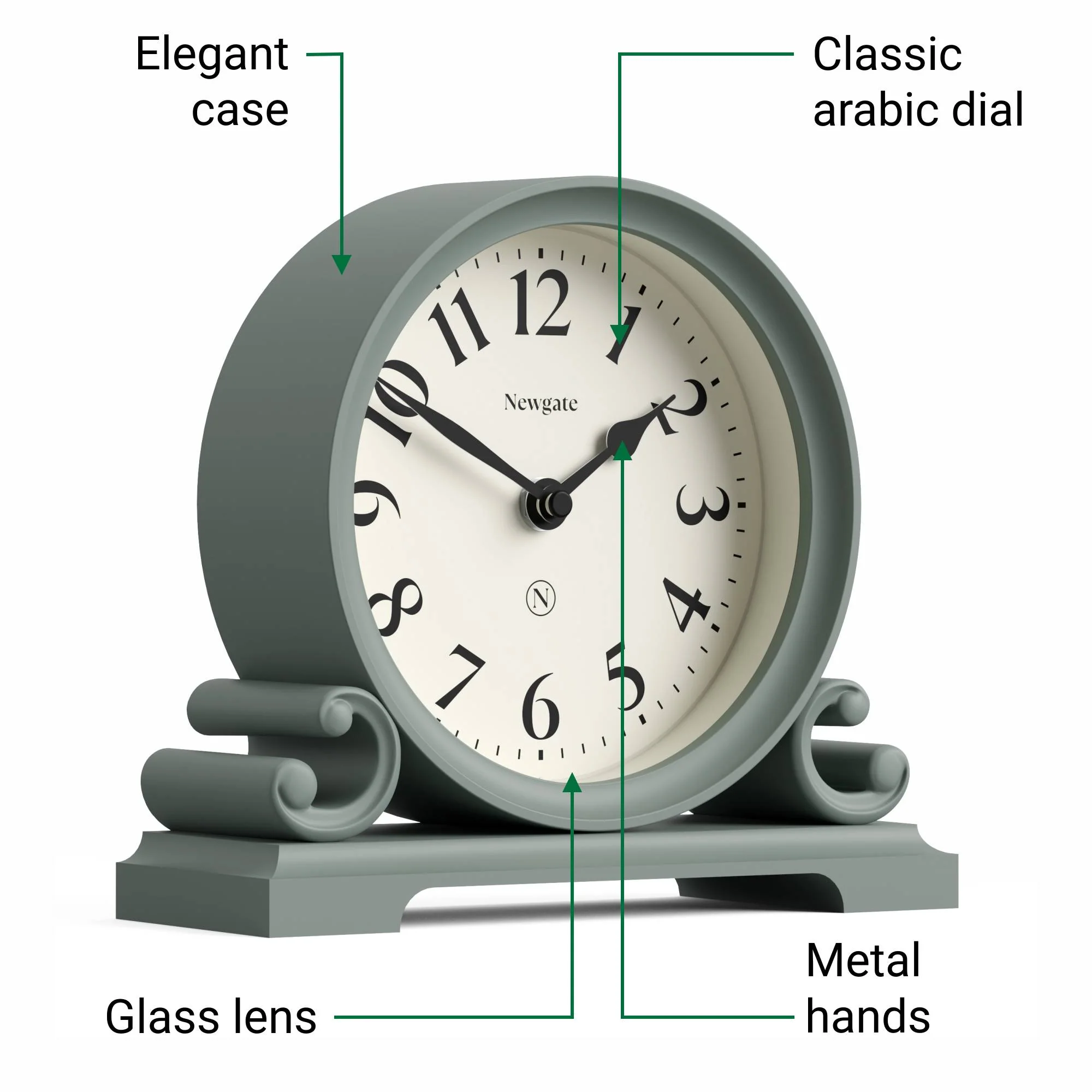 Newgate Divisadero mantel clock in asparagus green - Image 6