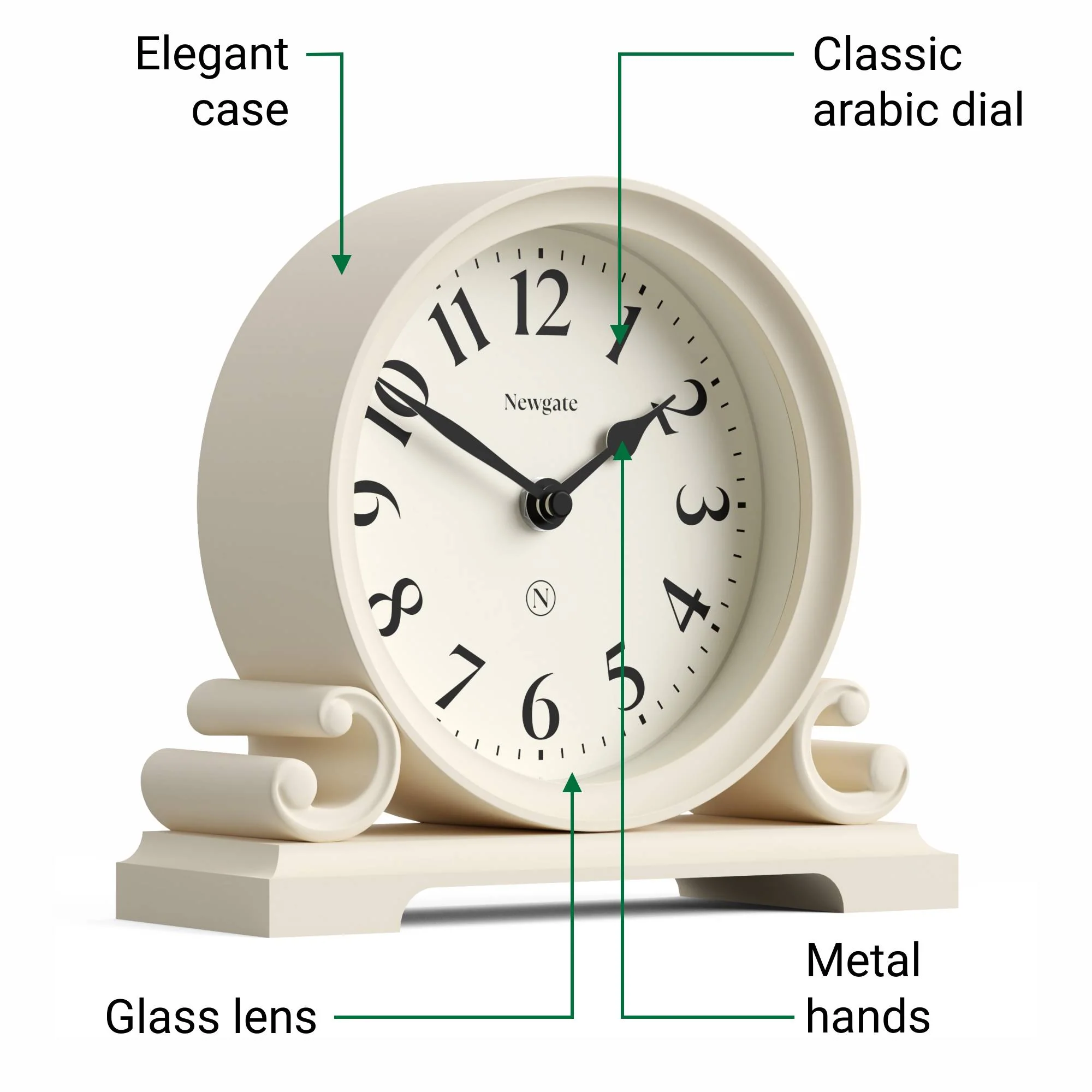 Newgate Divisadero mantel clock in cream - Image 6