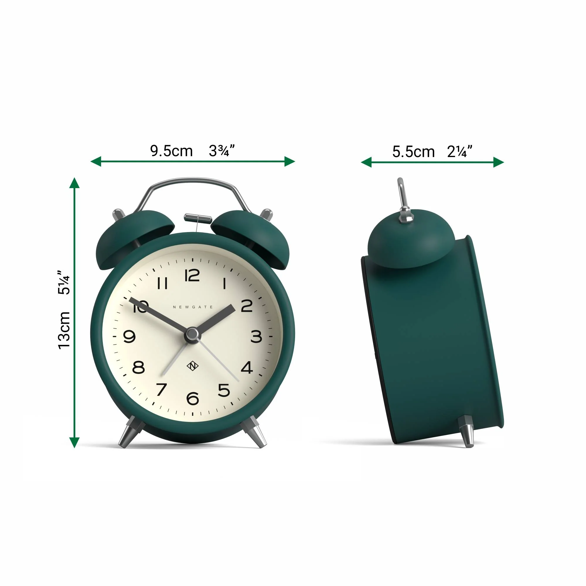 Newgate Charlie Bell alarm clock in eden green - Image 4