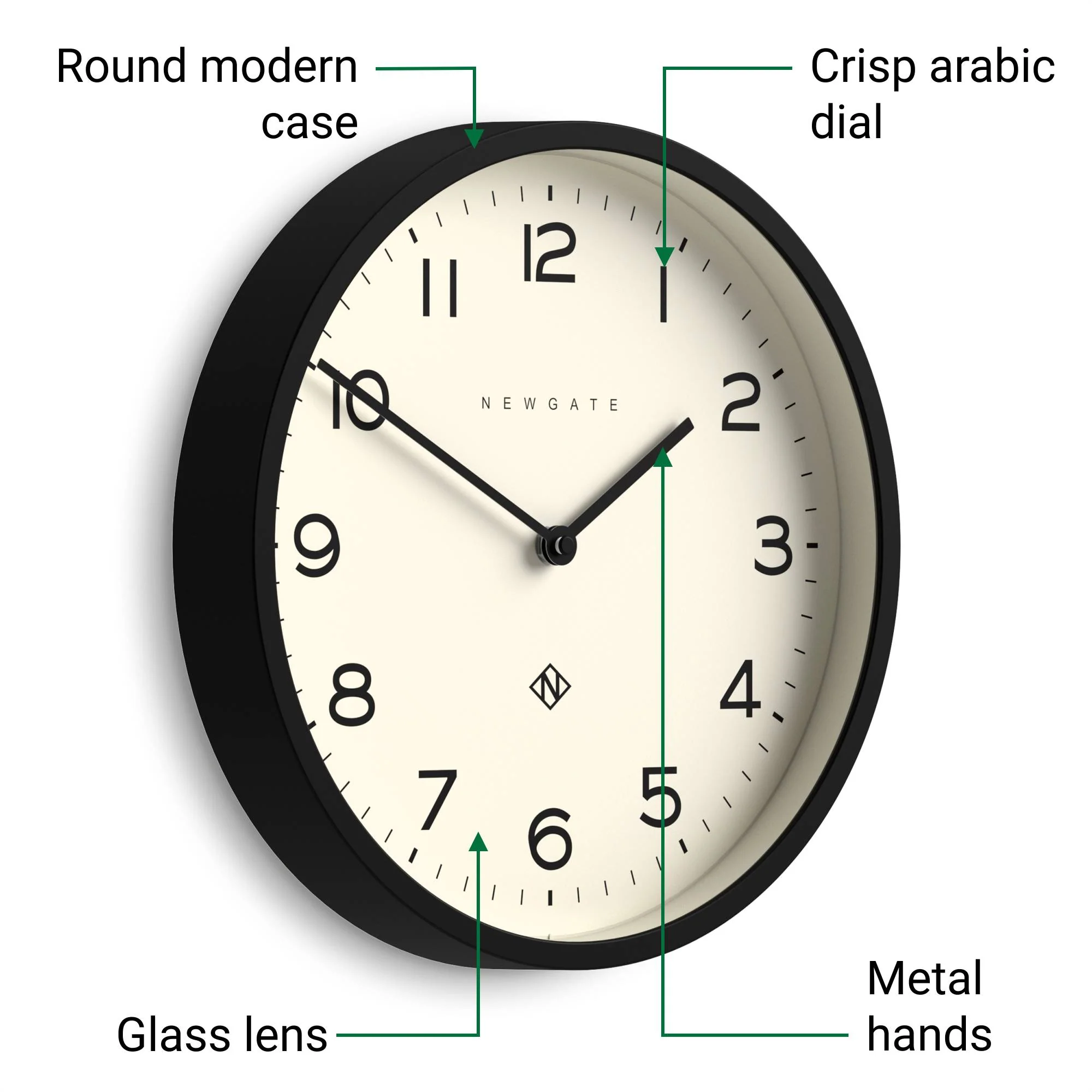 Newgate Echo Number Four wall clock in black - Image 6