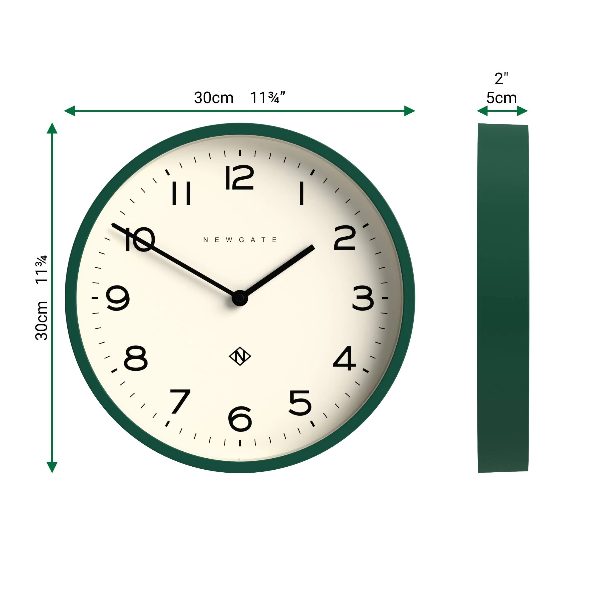 Newgate Echo Number Four wall clock in eden green - Image 4