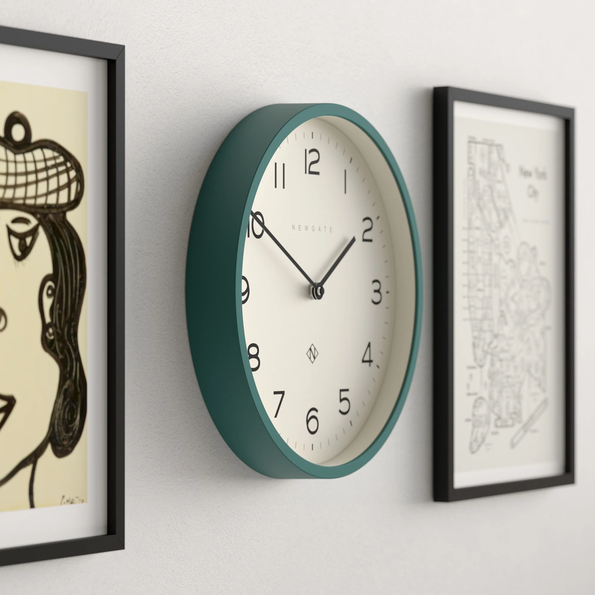 Newgate Echo Number Four wall clock in eden green - Image 5