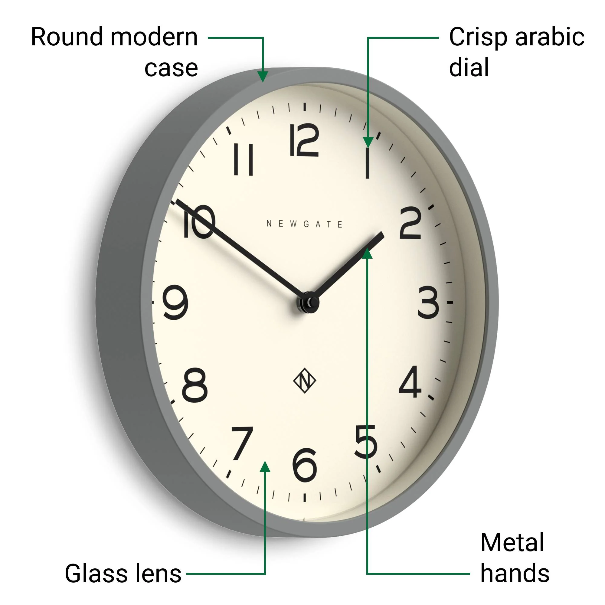Newgate Echo Number Four wall clock in grey - Image 6
