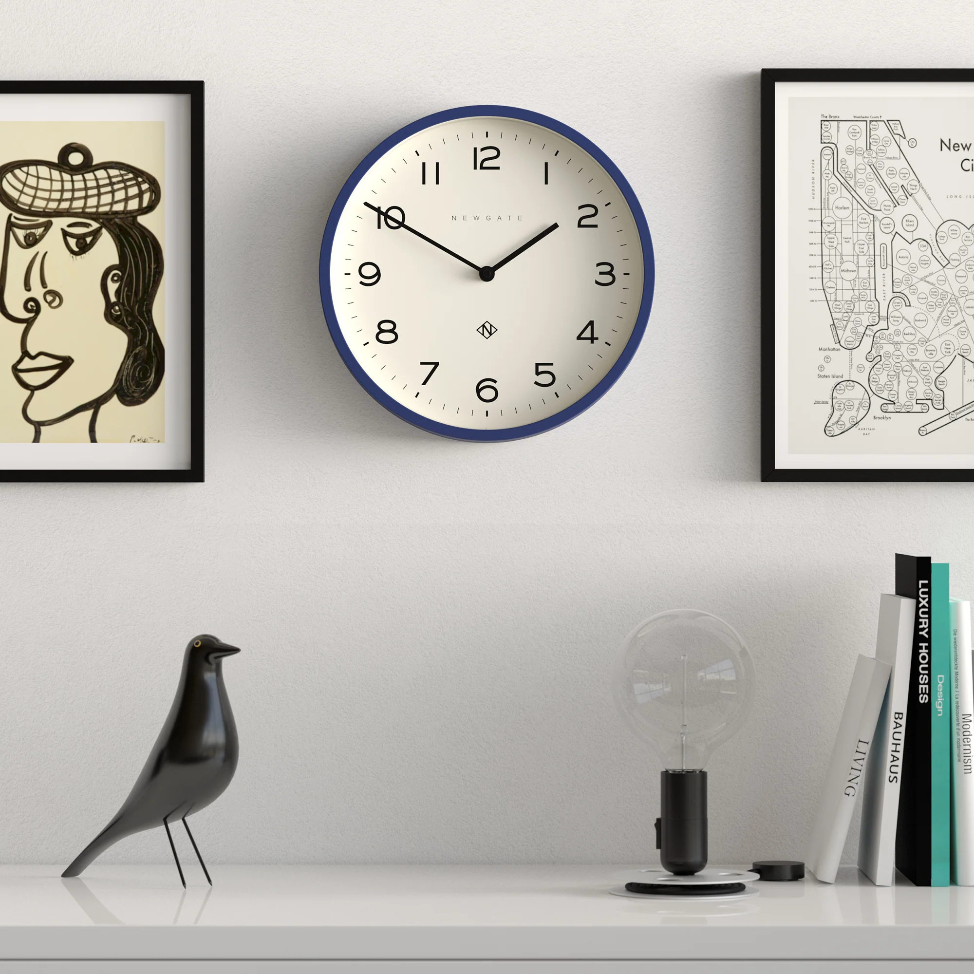 Newgate Echo Number Four wall clock in midnight blue - Image 3