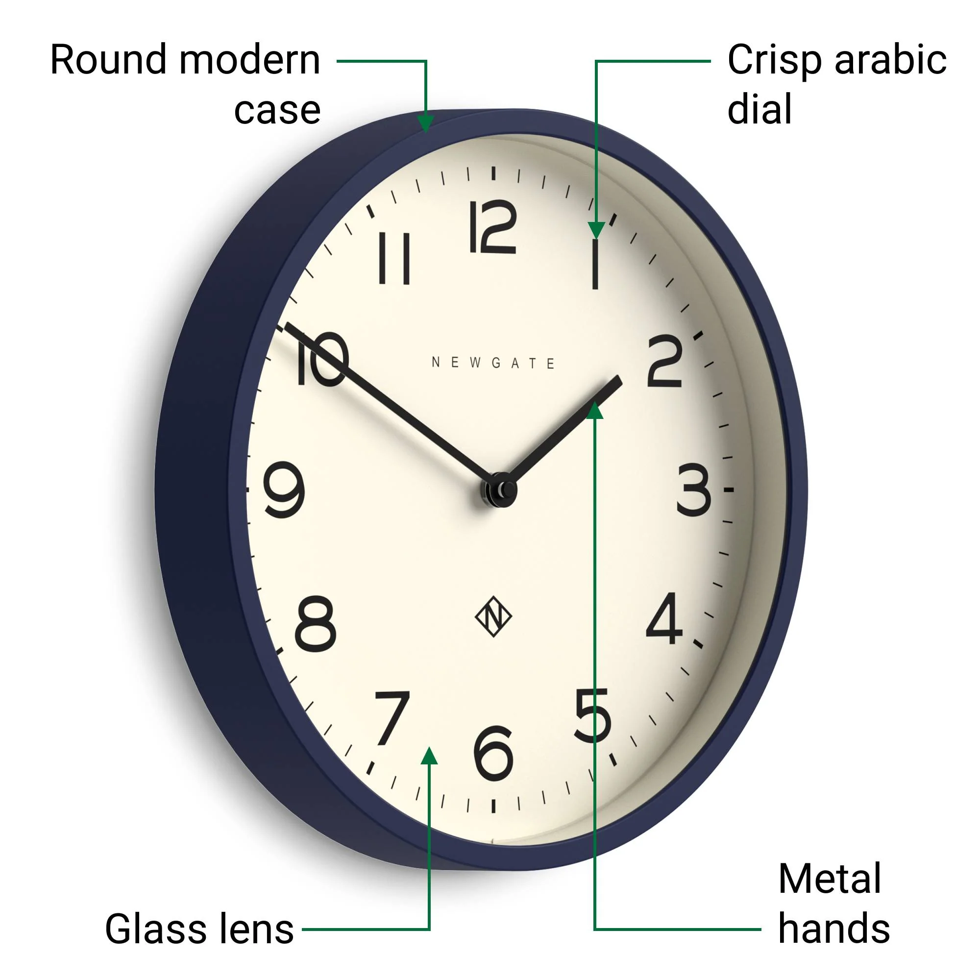 Newgate Echo Number Four wall clock in midnight blue - Image 6
