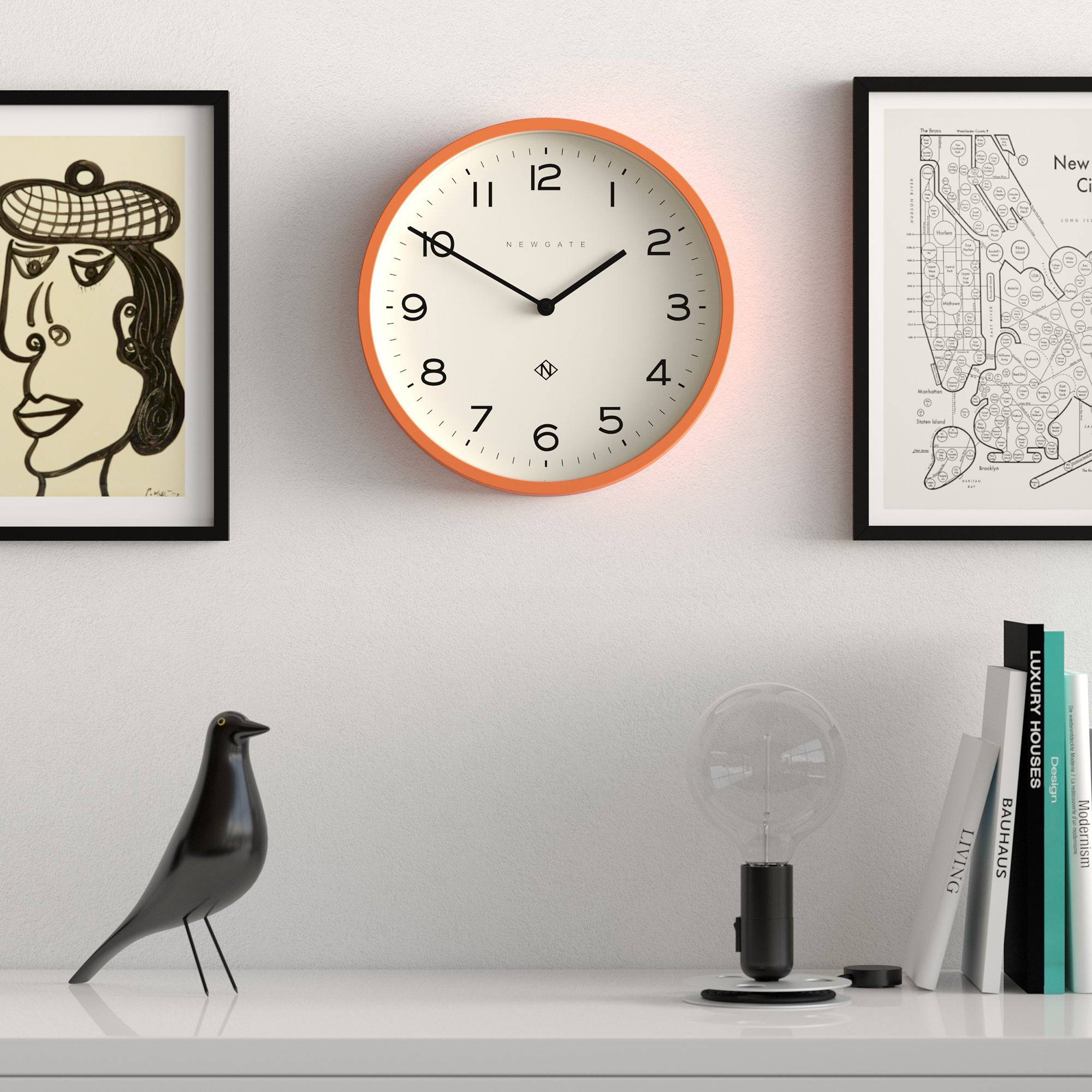 Newgate Echo Number Four wall clock in orange - Image 3