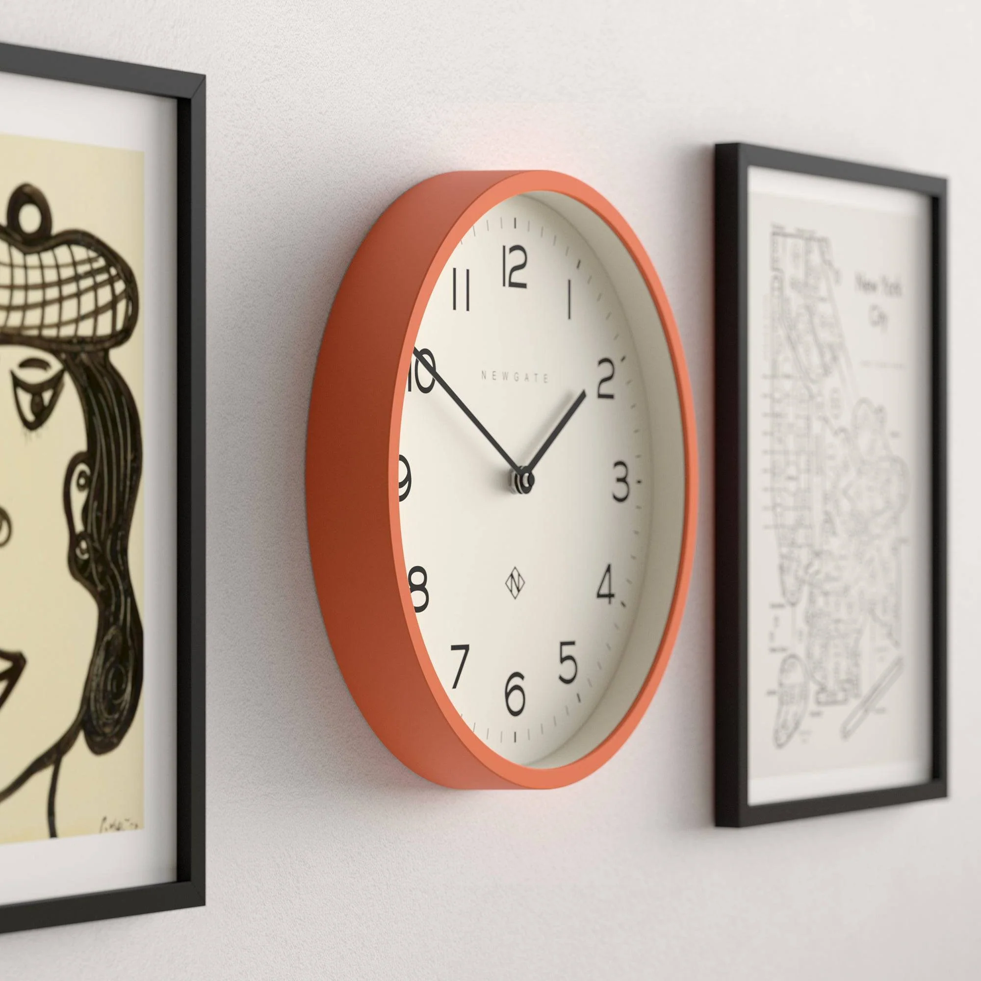 Newgate Echo Number Four wall clock in orange - Image 5