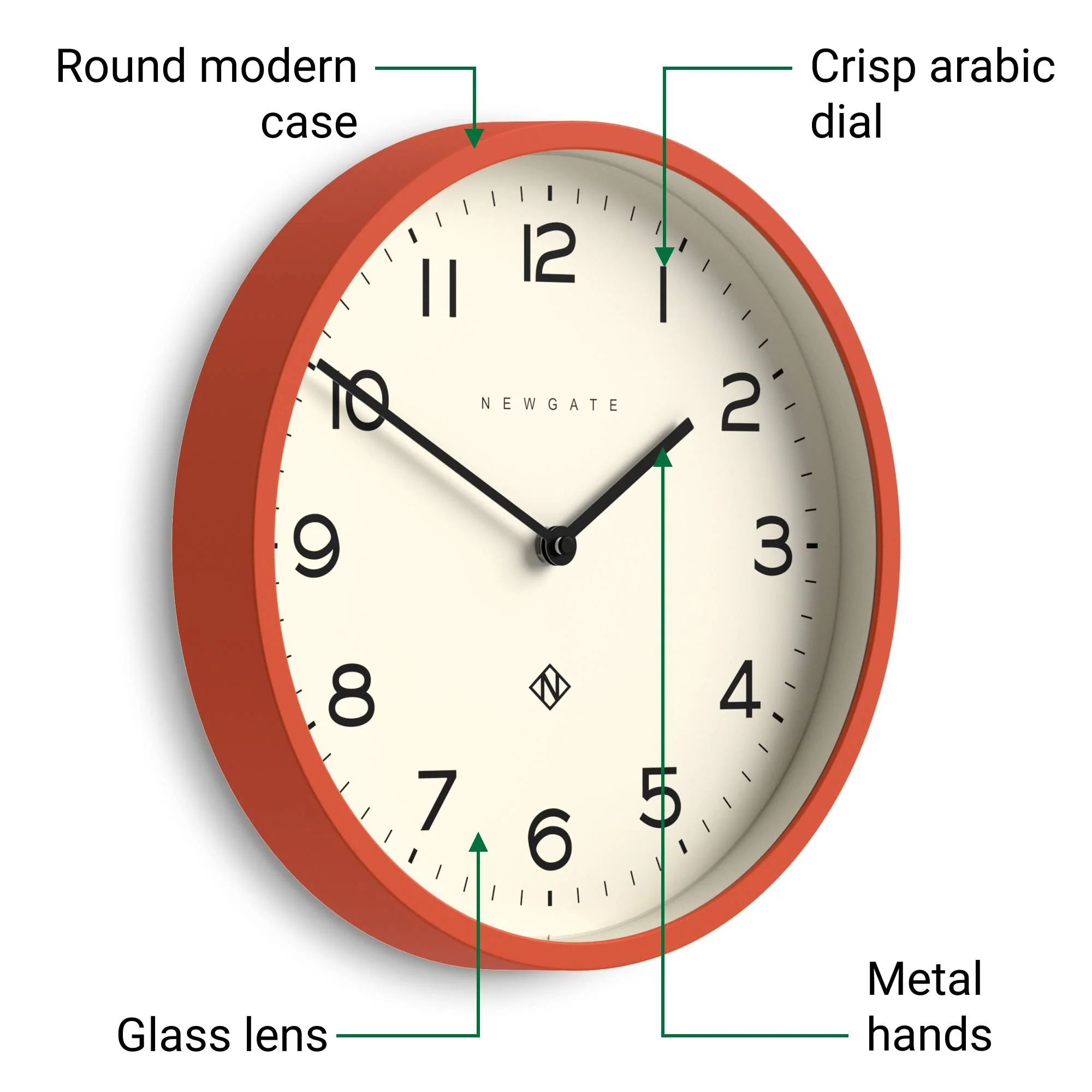 Newgate Echo Number Four wall clock in orange - Image 6