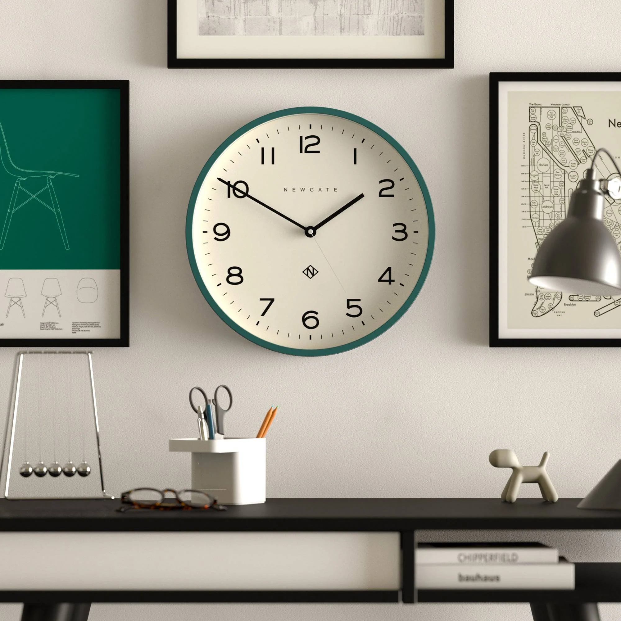 Newgate Echo Number Three wall clock in eden green - Image 3