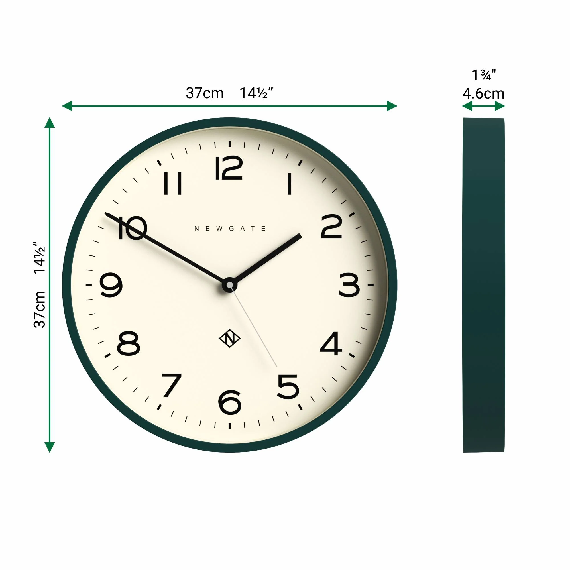 Newgate Echo Number Three wall clock in eden green - Image 4