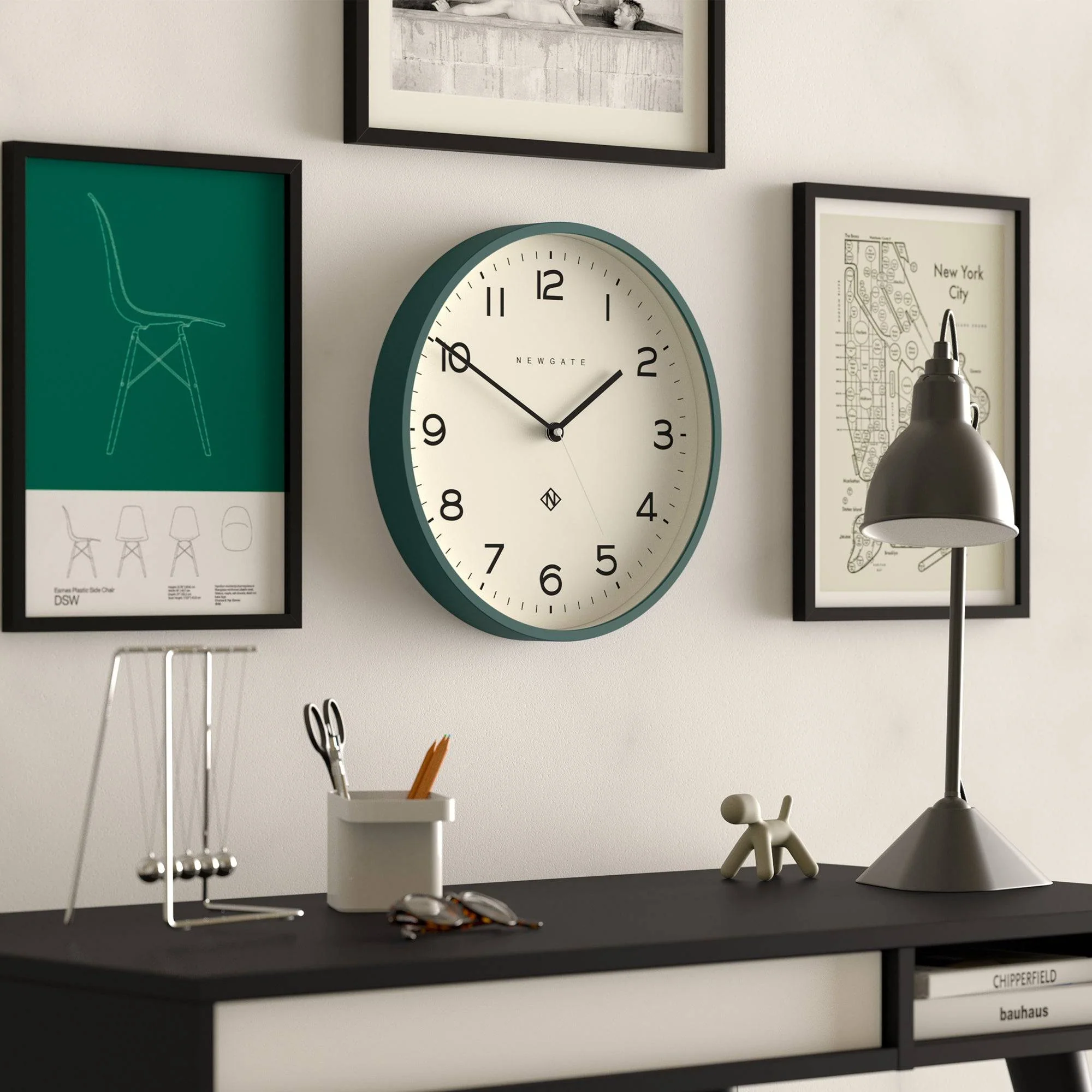 Newgate Echo Number Three wall clock in eden green - Image 5