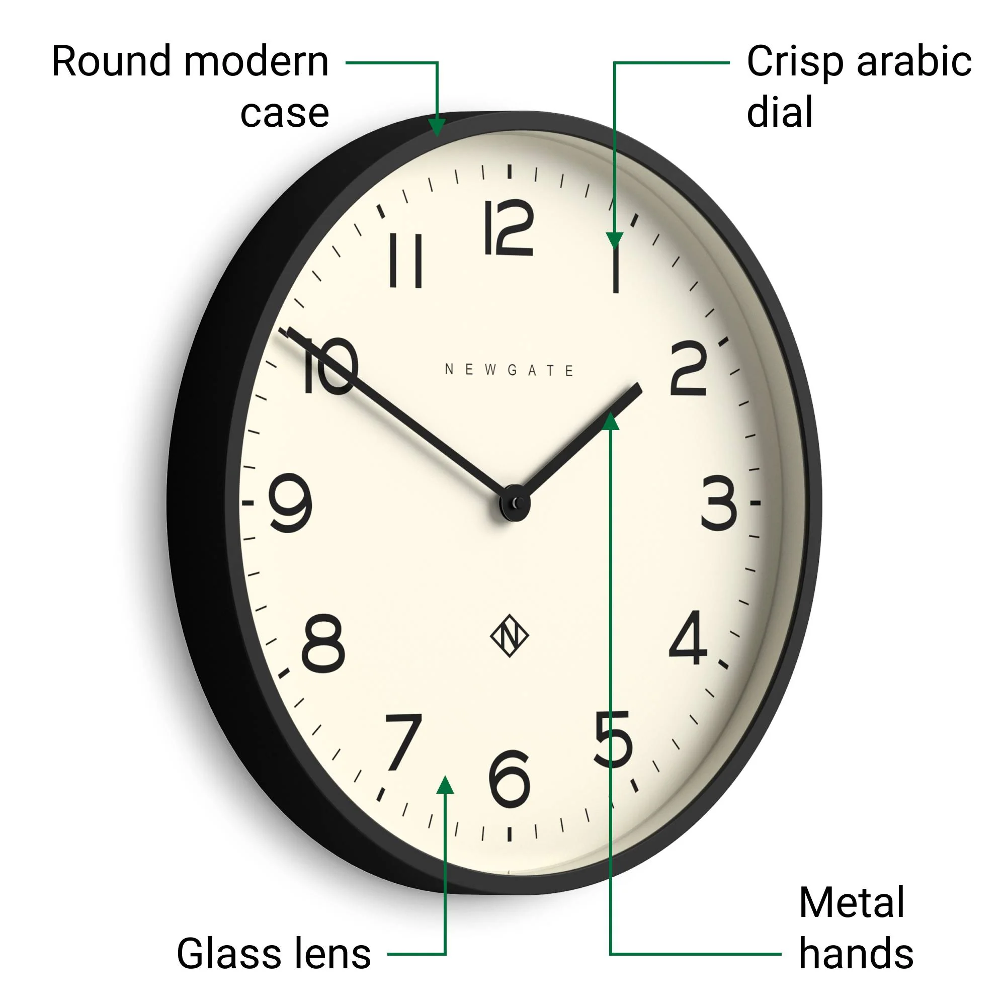 Newgate Echo Number Two wall clock in black - Image 6
