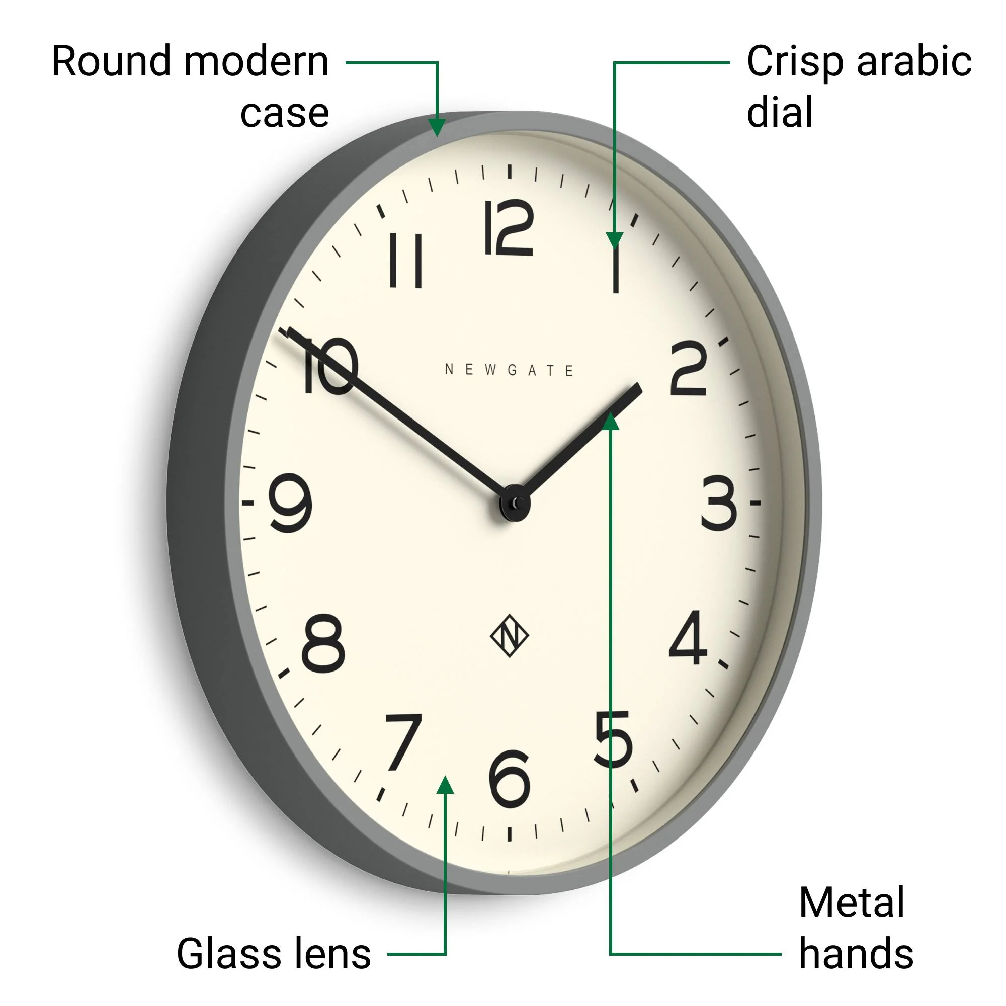 Newgate Echo Number Two wall clock in grey - Image 6