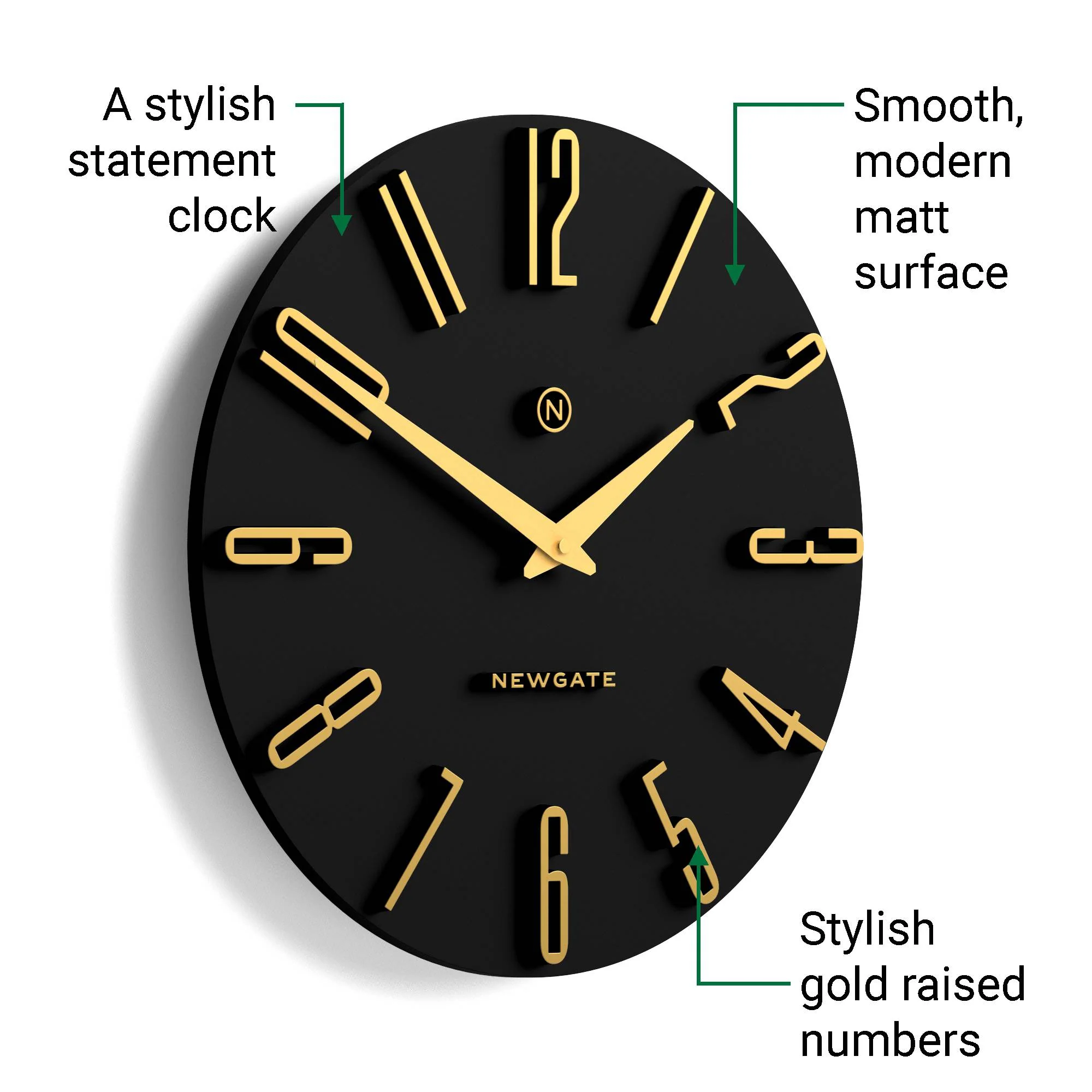 Newgate Empire State wall clock in black - Image 6