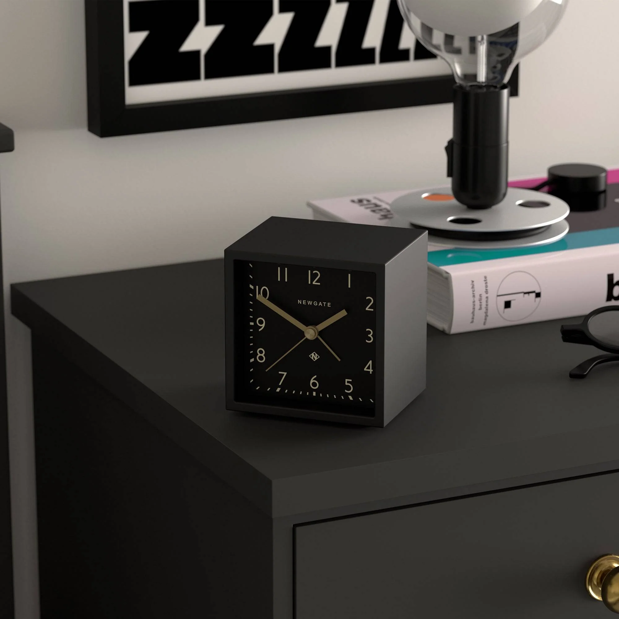 Newgate Equinox alarm clock in black - Image 5