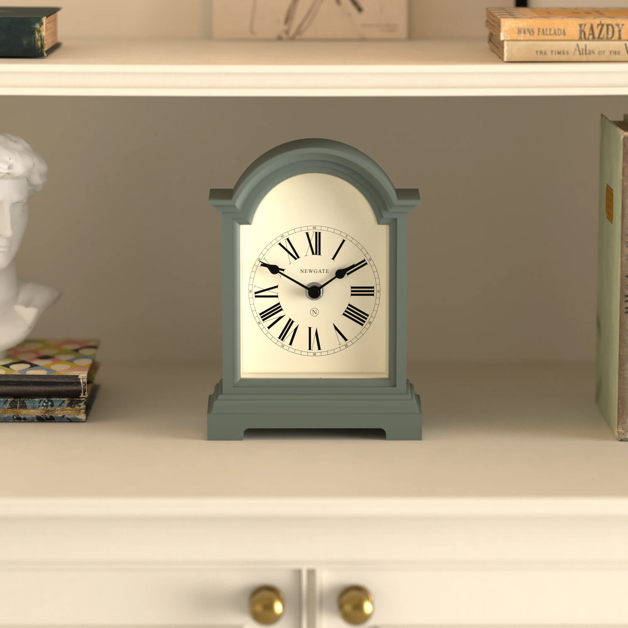 Newgate Fillmore mantel clock in asparagus green - Image 3