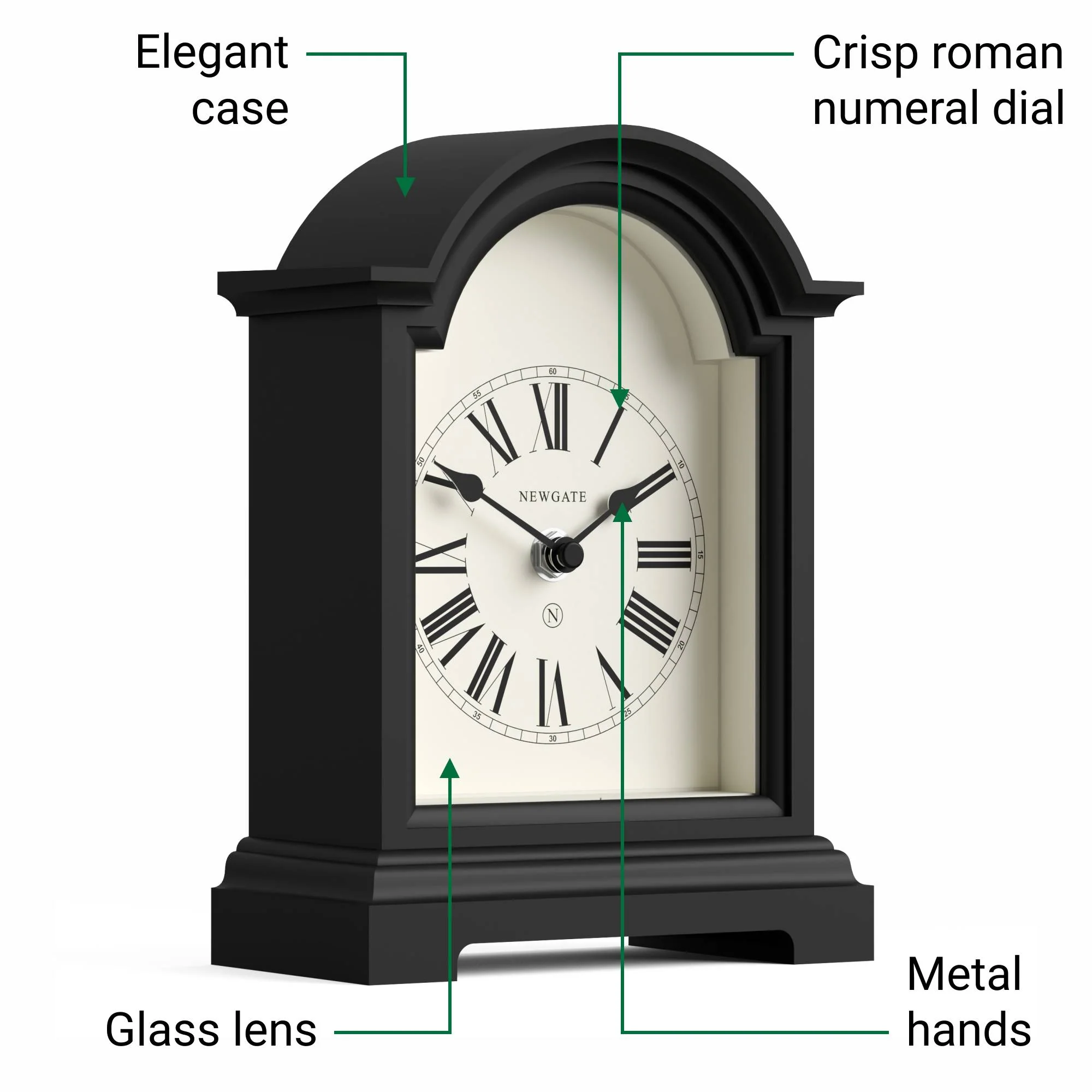 Newgate Fillmore mantel clock in black - Image 6