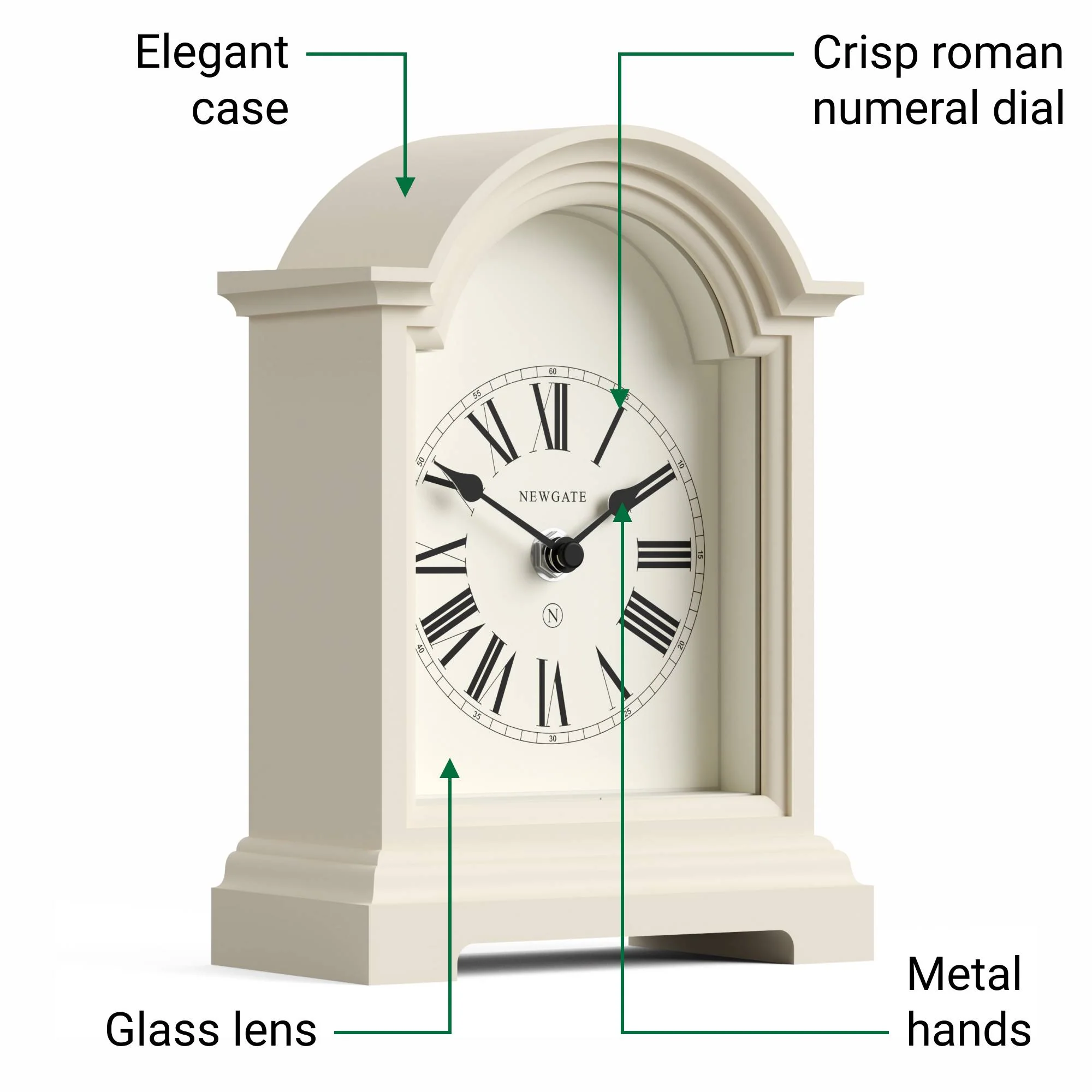 Newgate Fillmore mantel clock in cream - Image 6