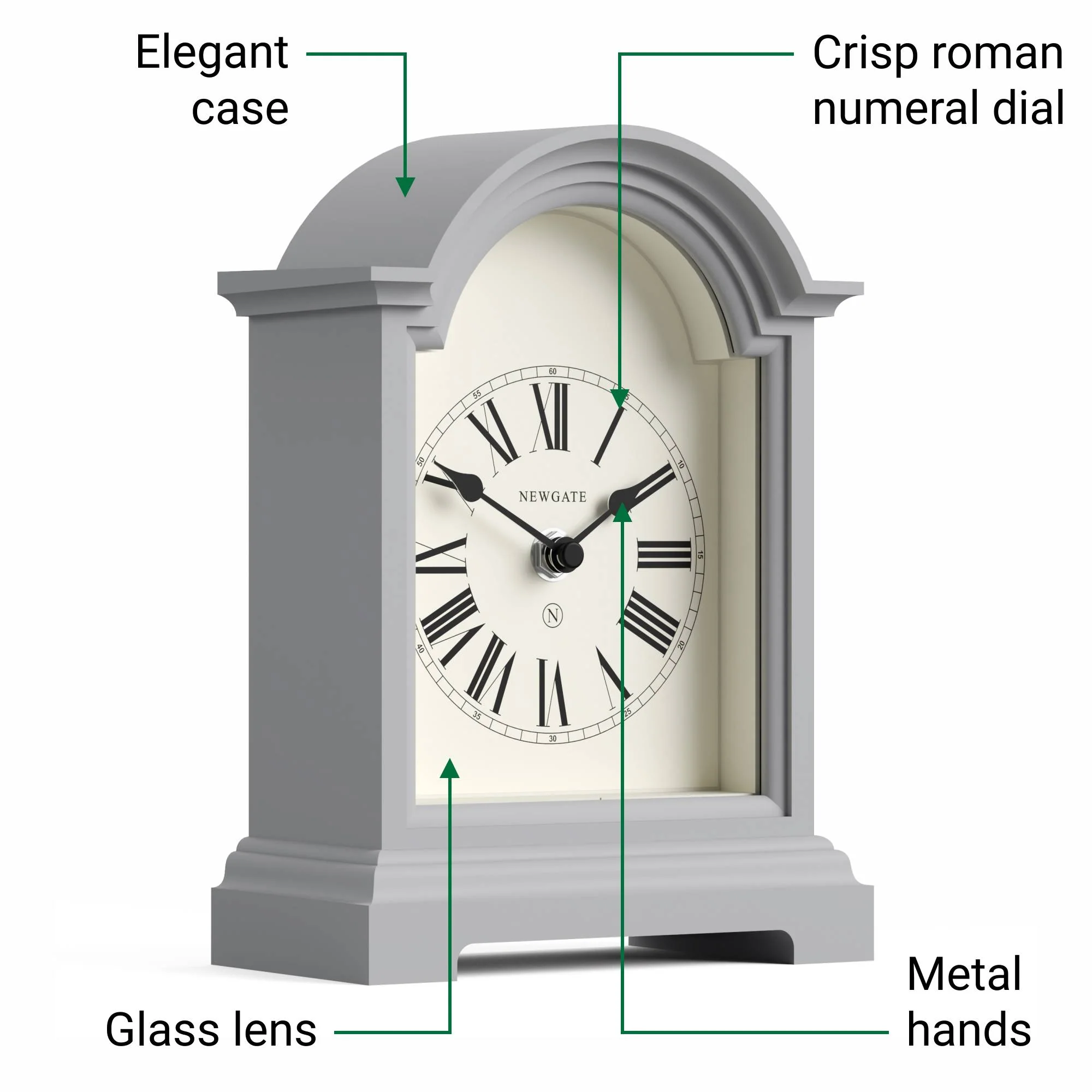 Newgate Fillmore mantel clock in grey - Image 6