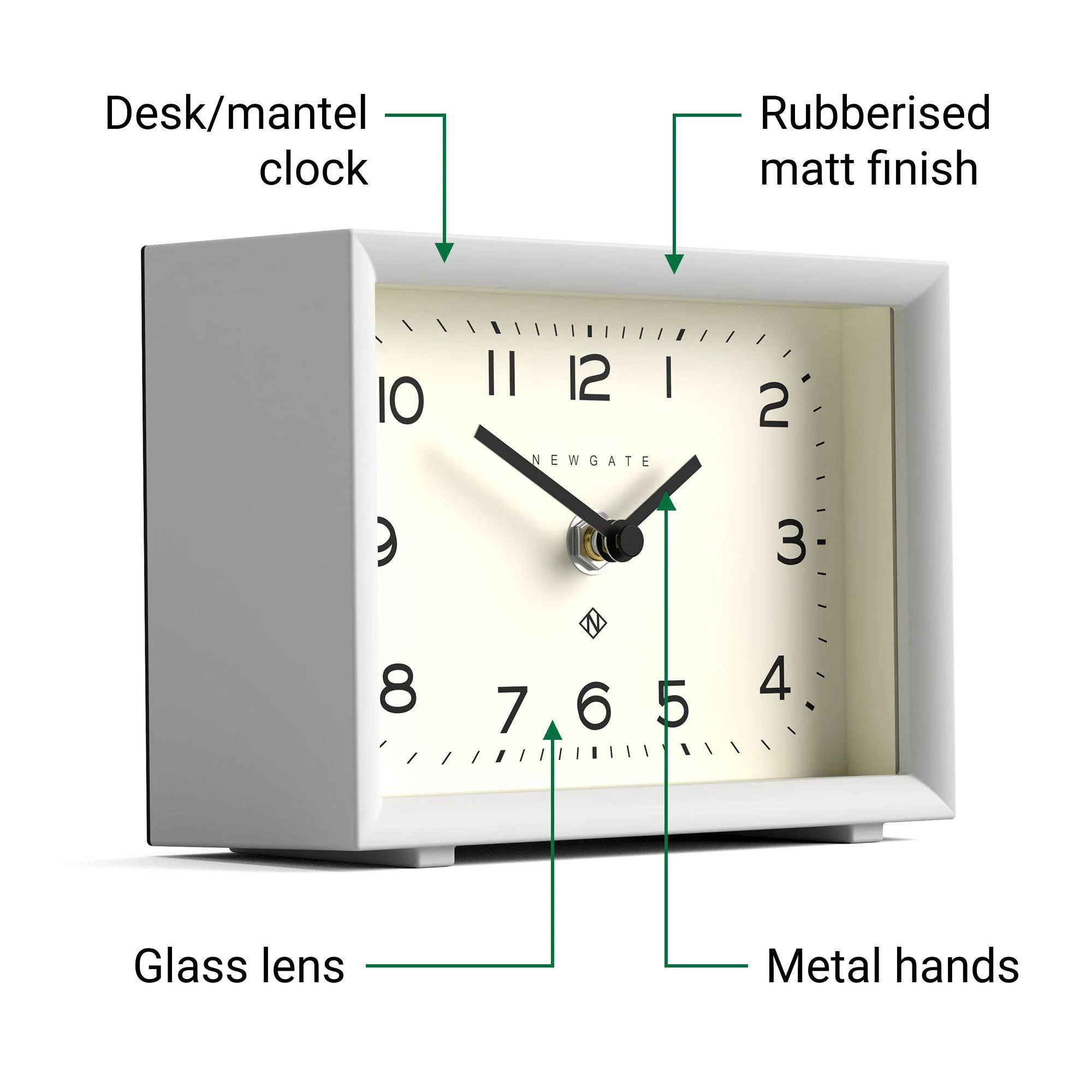 Newgate Henry mantel clock in white - Image 6