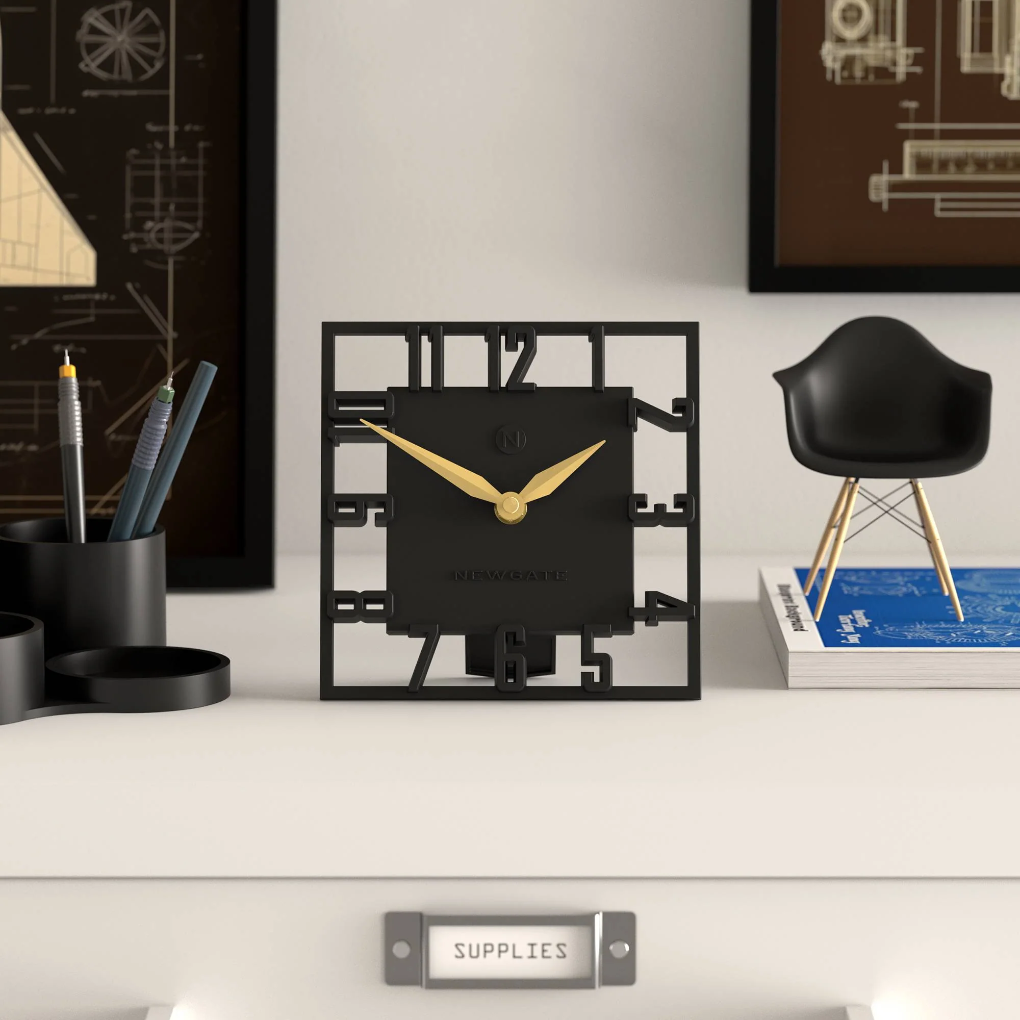Newgate Highline mantel clock in black - Image 3
