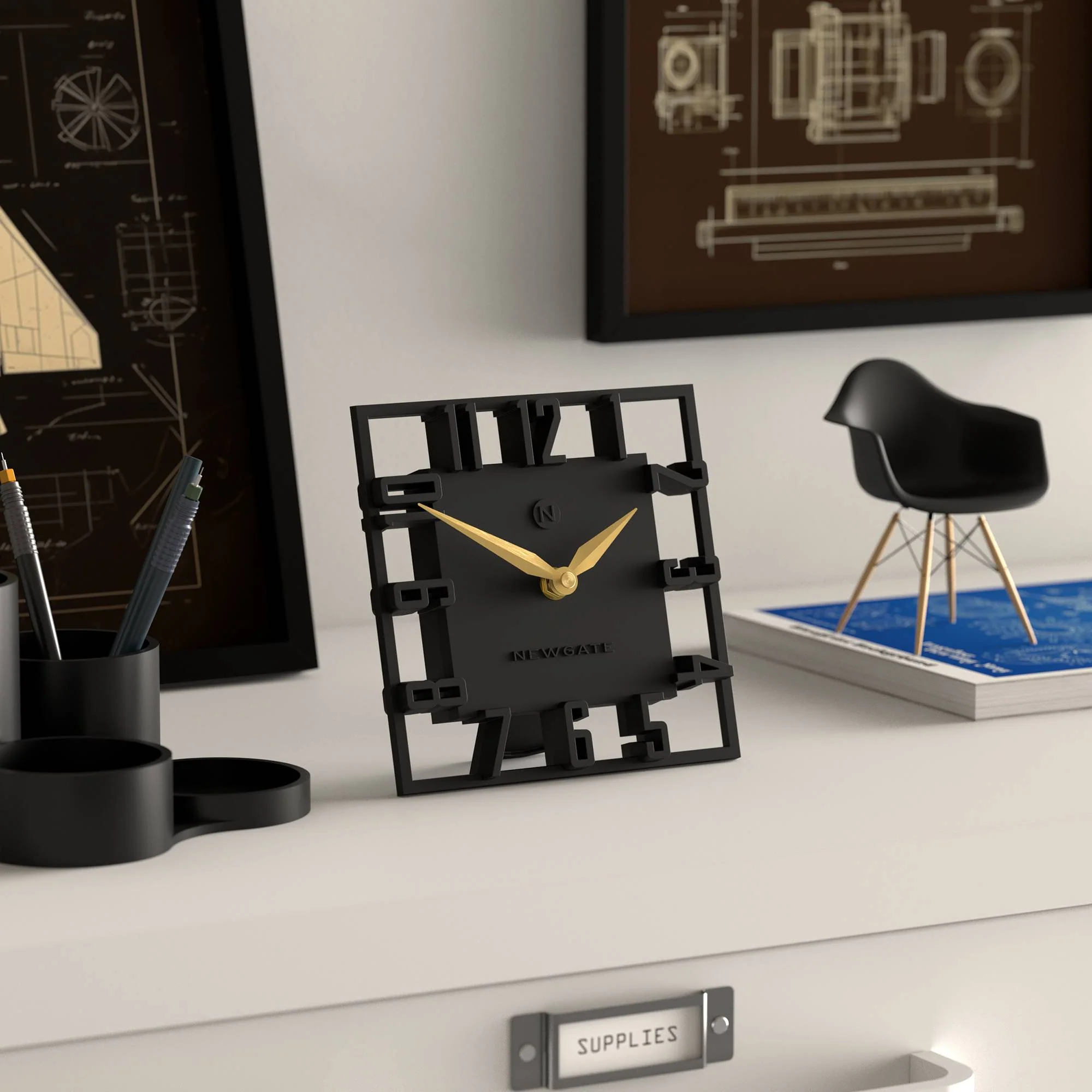 Newgate Highline mantel clock in black - Image 5