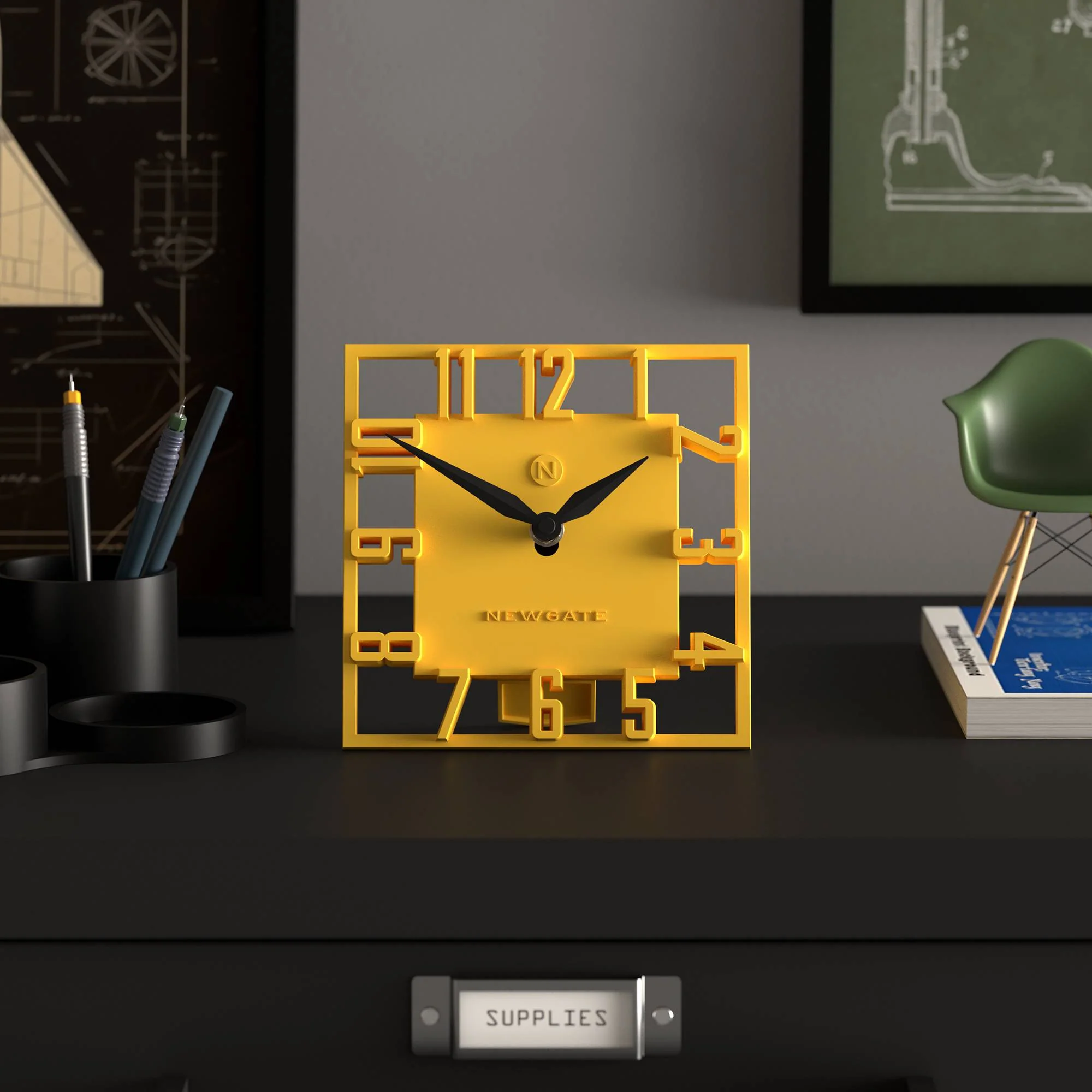 Newgate Highline mantel clock in yellow - Image 3