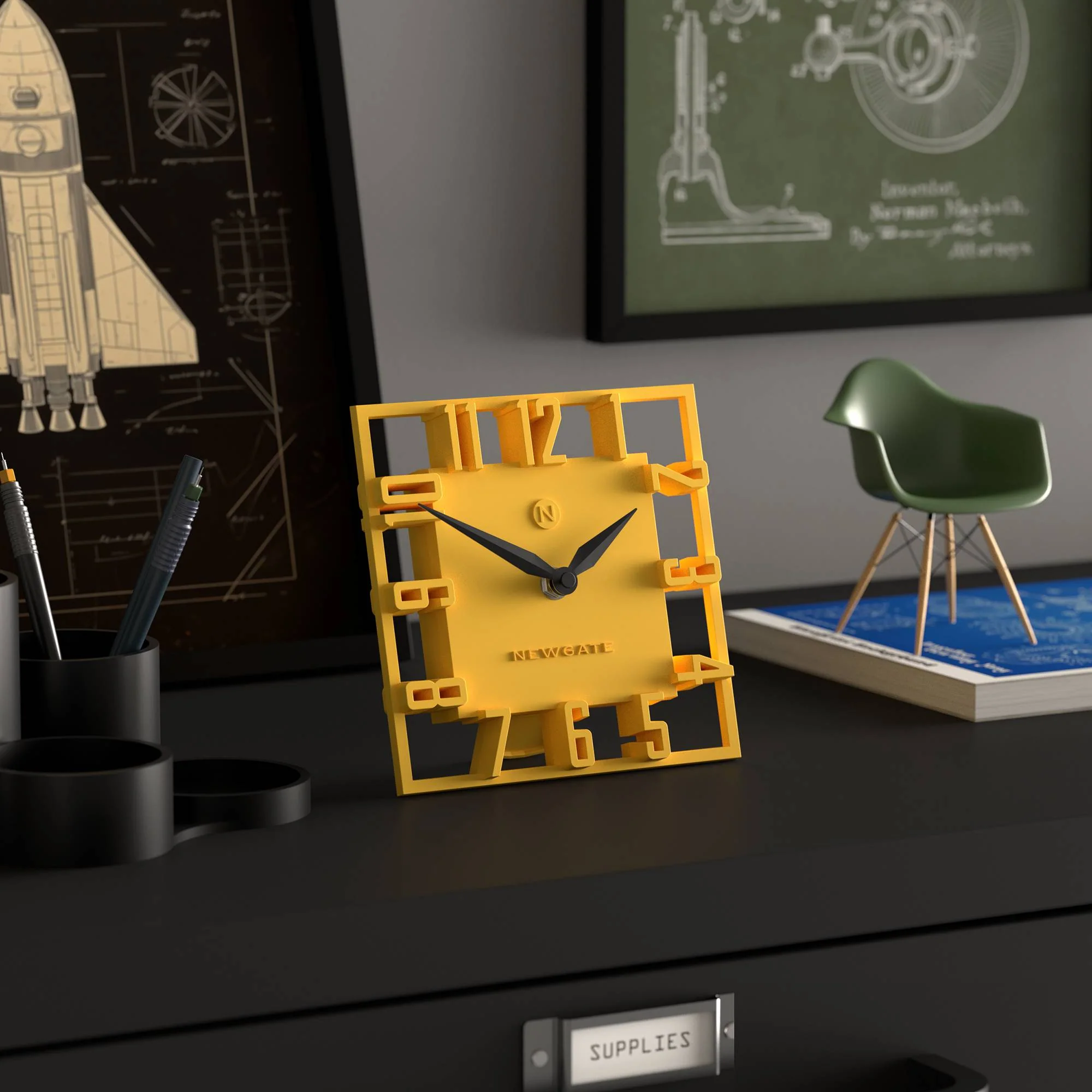 Newgate Highline mantel clock in yellow - Image 5