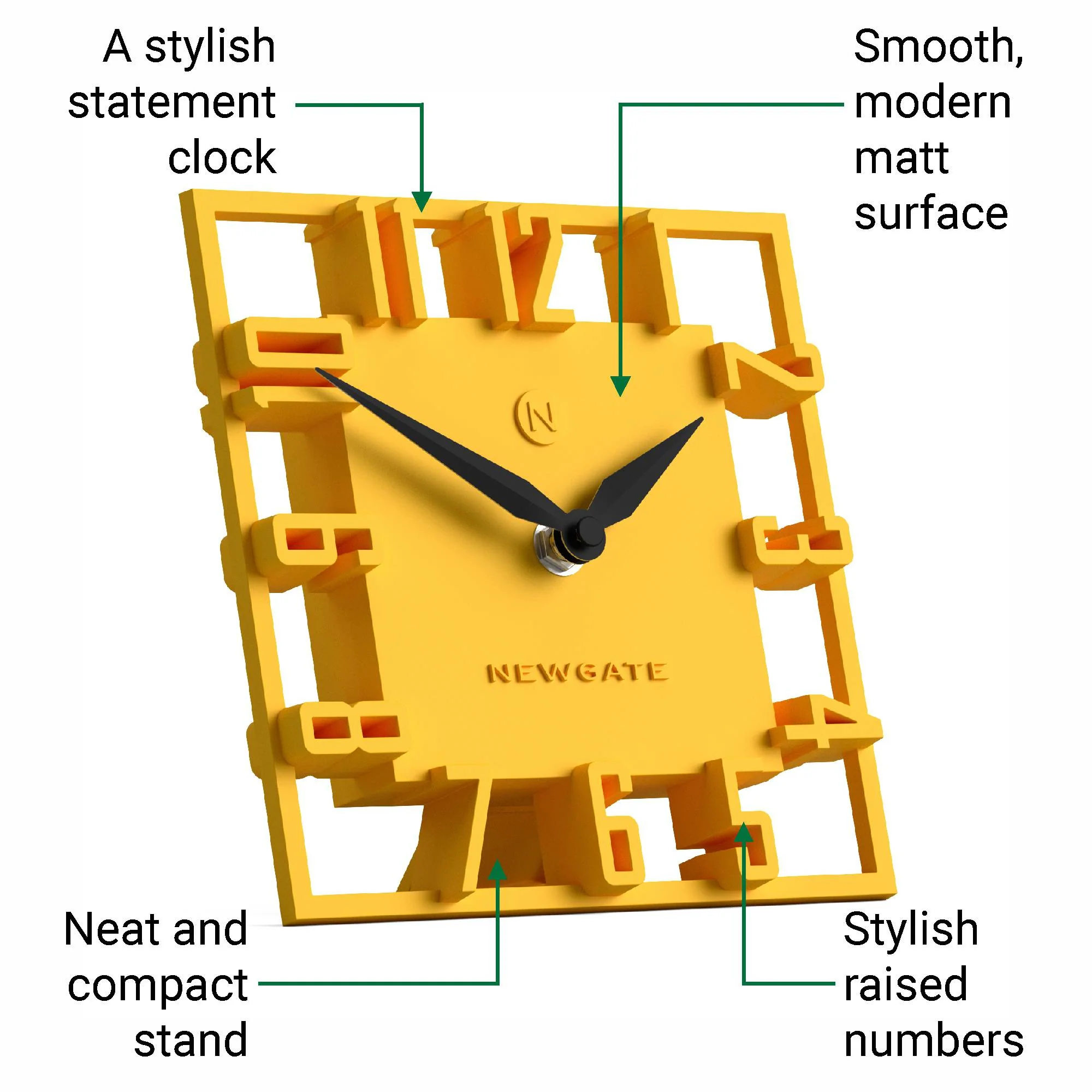 Newgate Highline mantel clock in yellow - Image 6