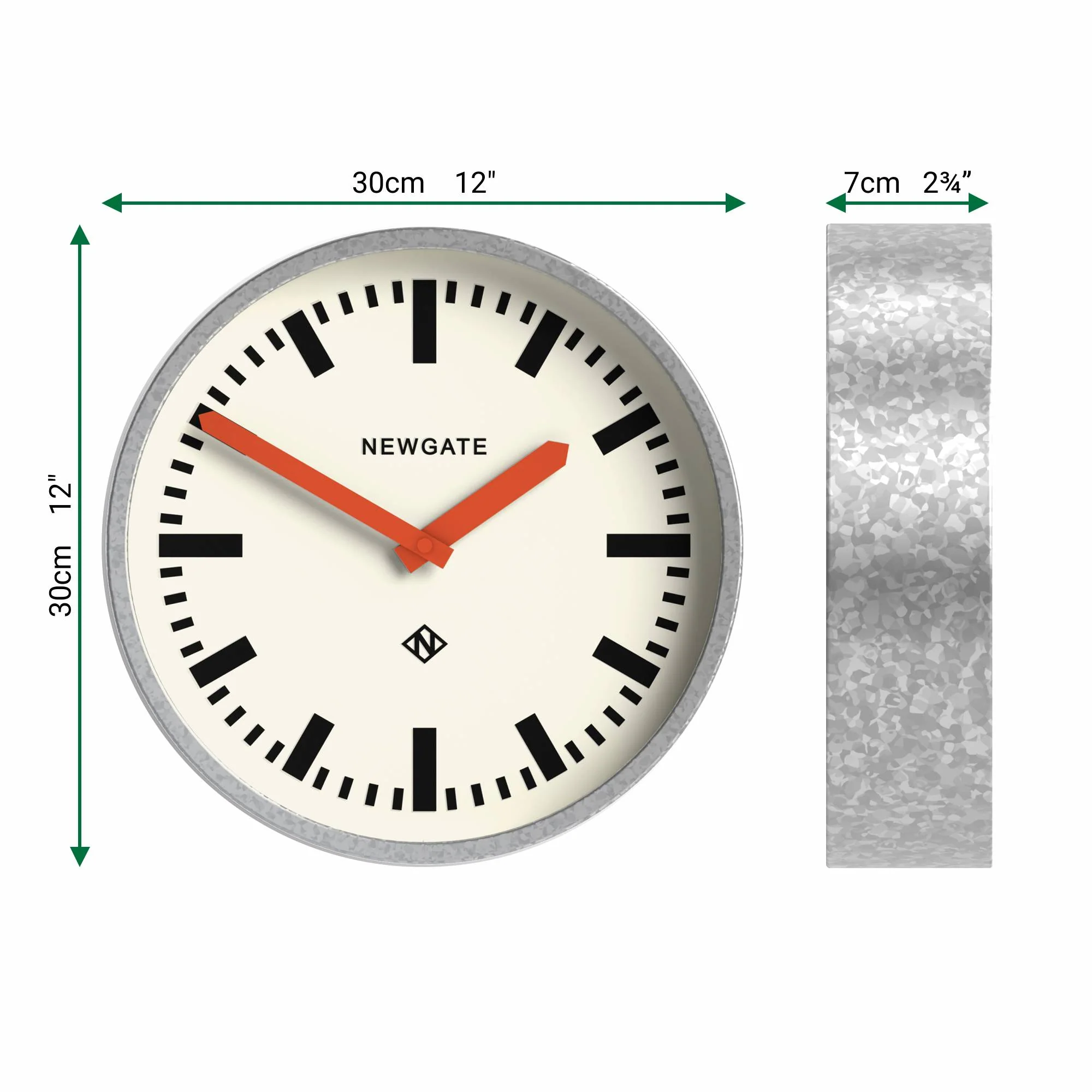 Newgate Luggage wall clock in galvanised and orange - Image 4