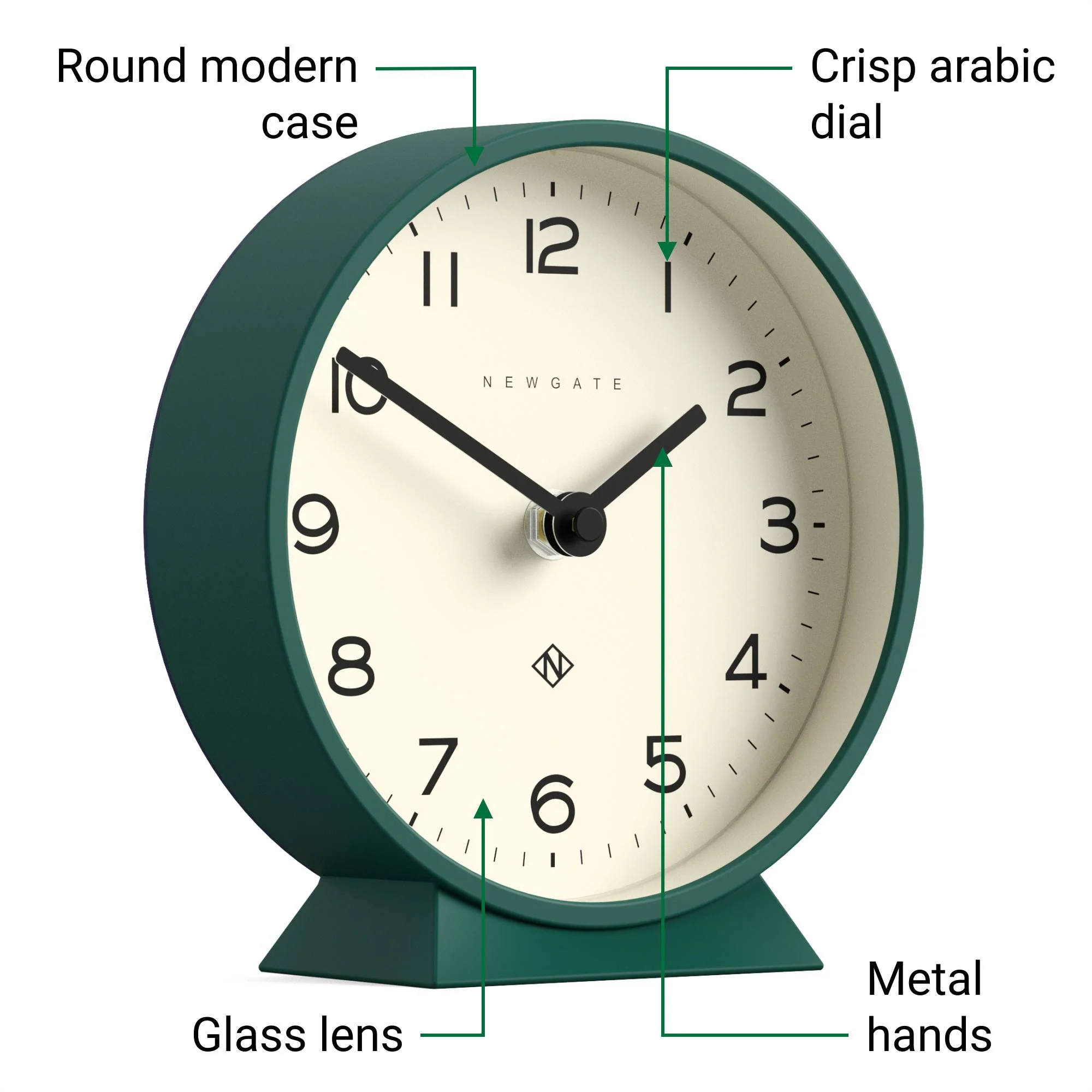 Newgate M Mantel Echo clock in eden green - Image 6