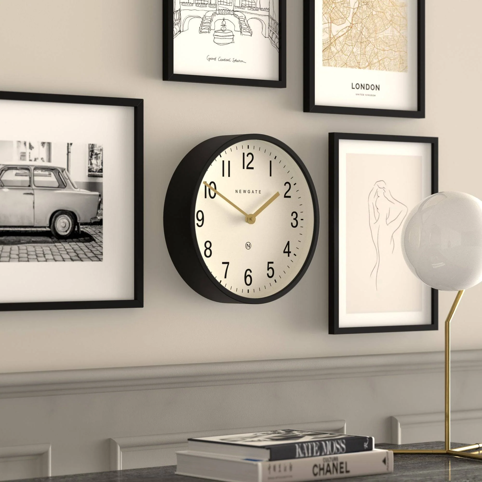 Newgate Master Edwards wall clock in black - Image 5