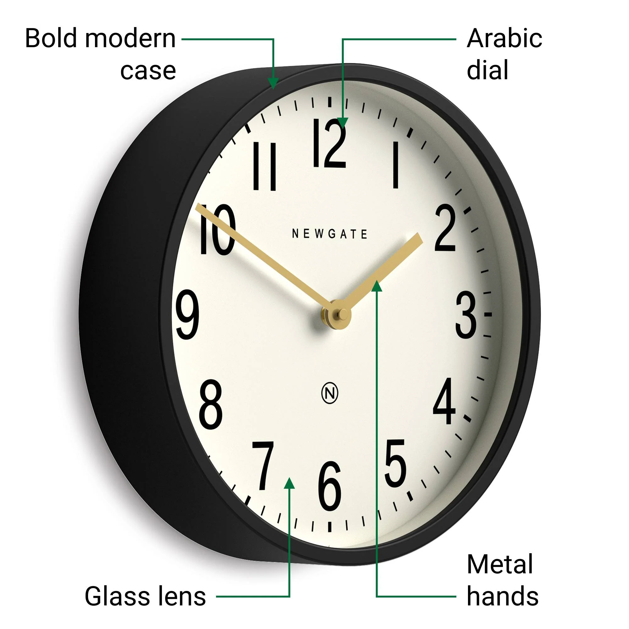 Newgate Master Edwards wall clock in black - Image 6