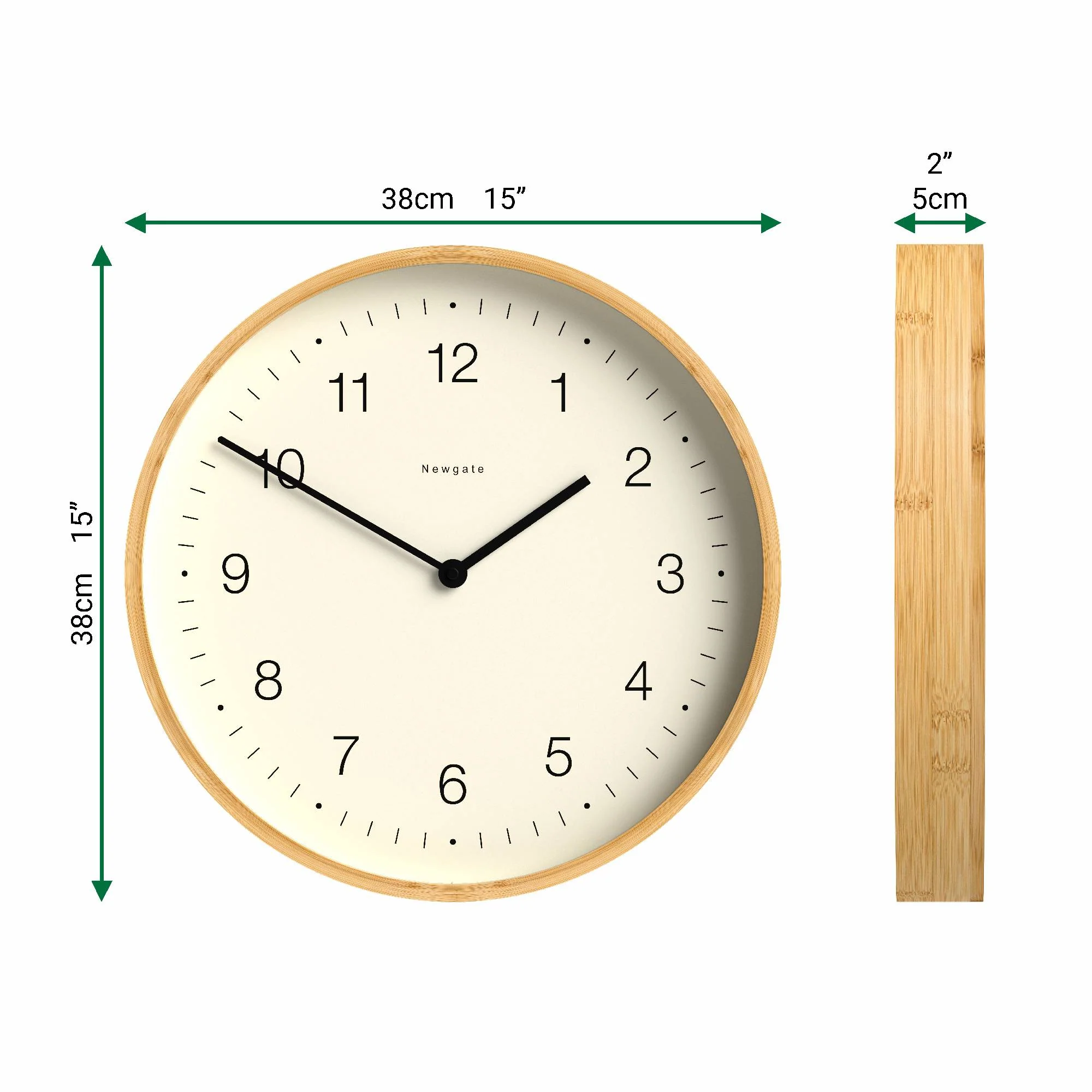 Newgate Mauritius wall clock in bamboo - Image 4