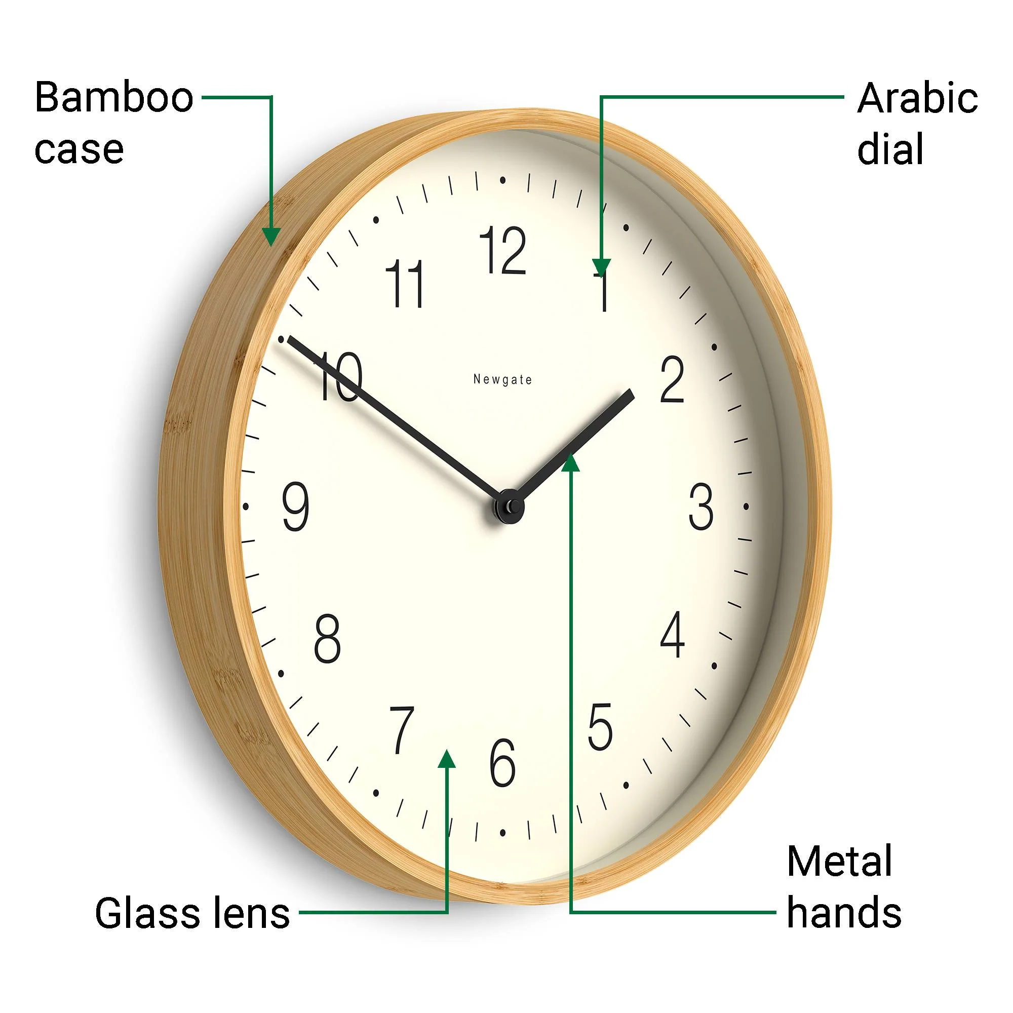 Newgate Mauritius wall clock in bamboo - Image 6