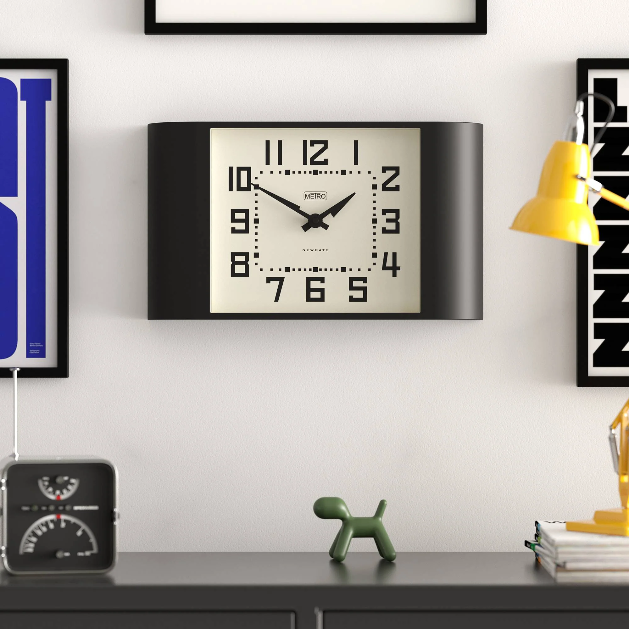Newgate Metro wall clock in black - Image 3