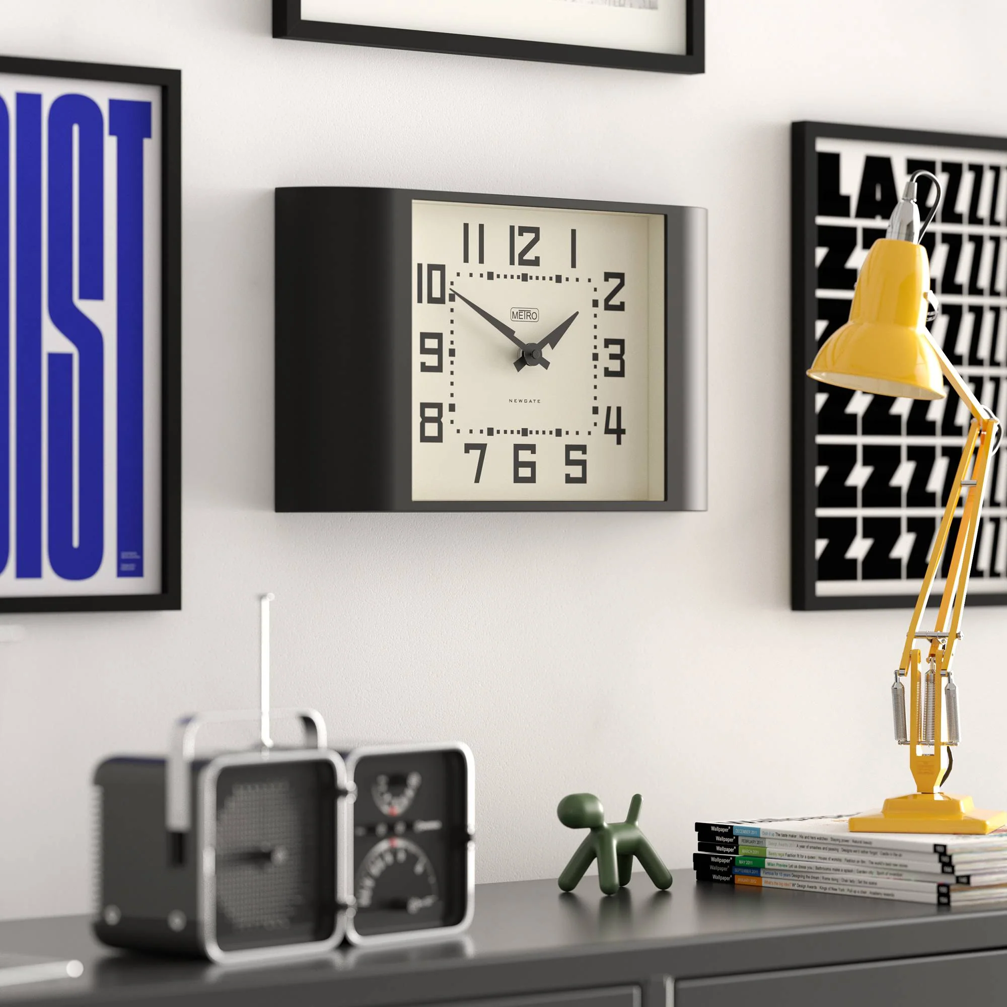 Newgate Metro wall clock in black - Image 5