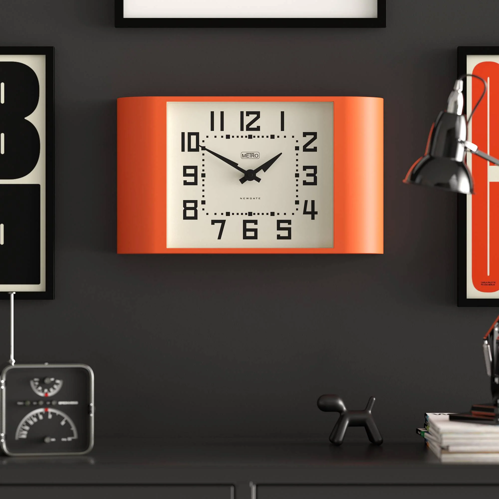 Newgate Metro wall clock in orange - Image 3