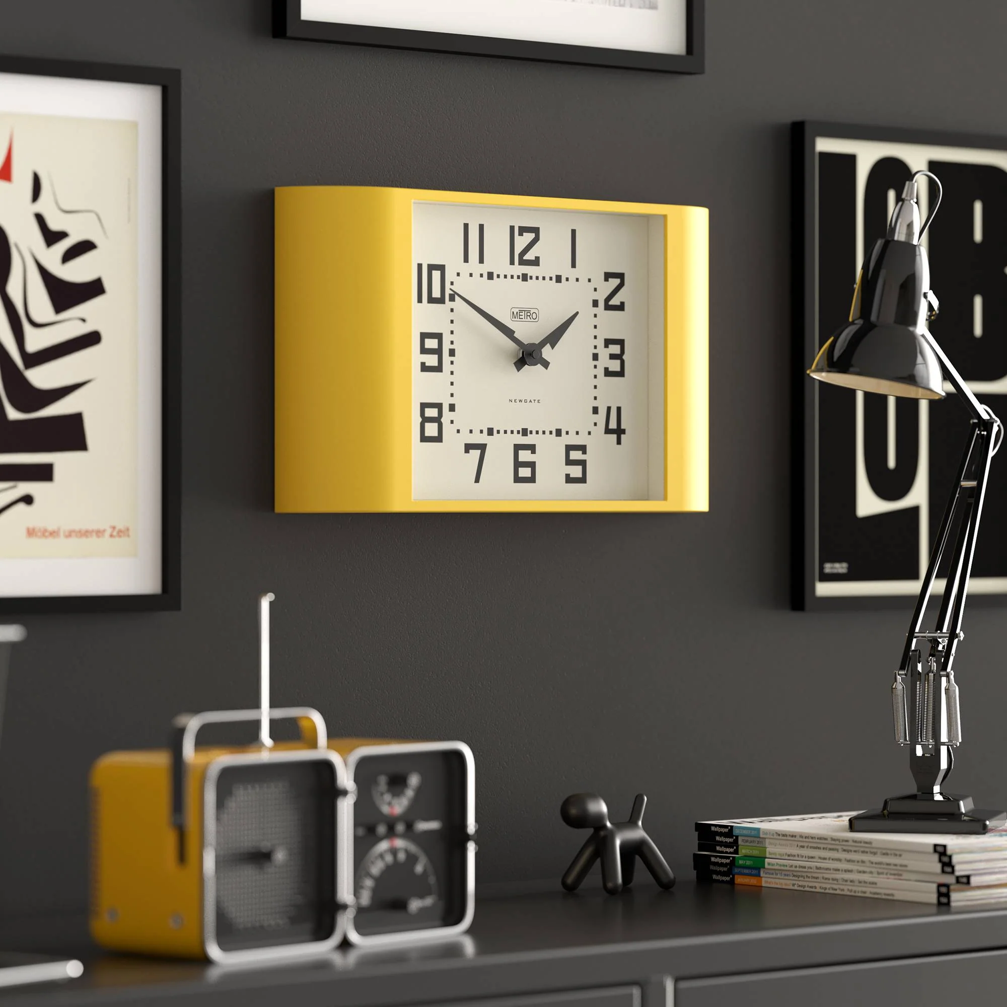 Newgate Metro wall clock in yellow - Image 5