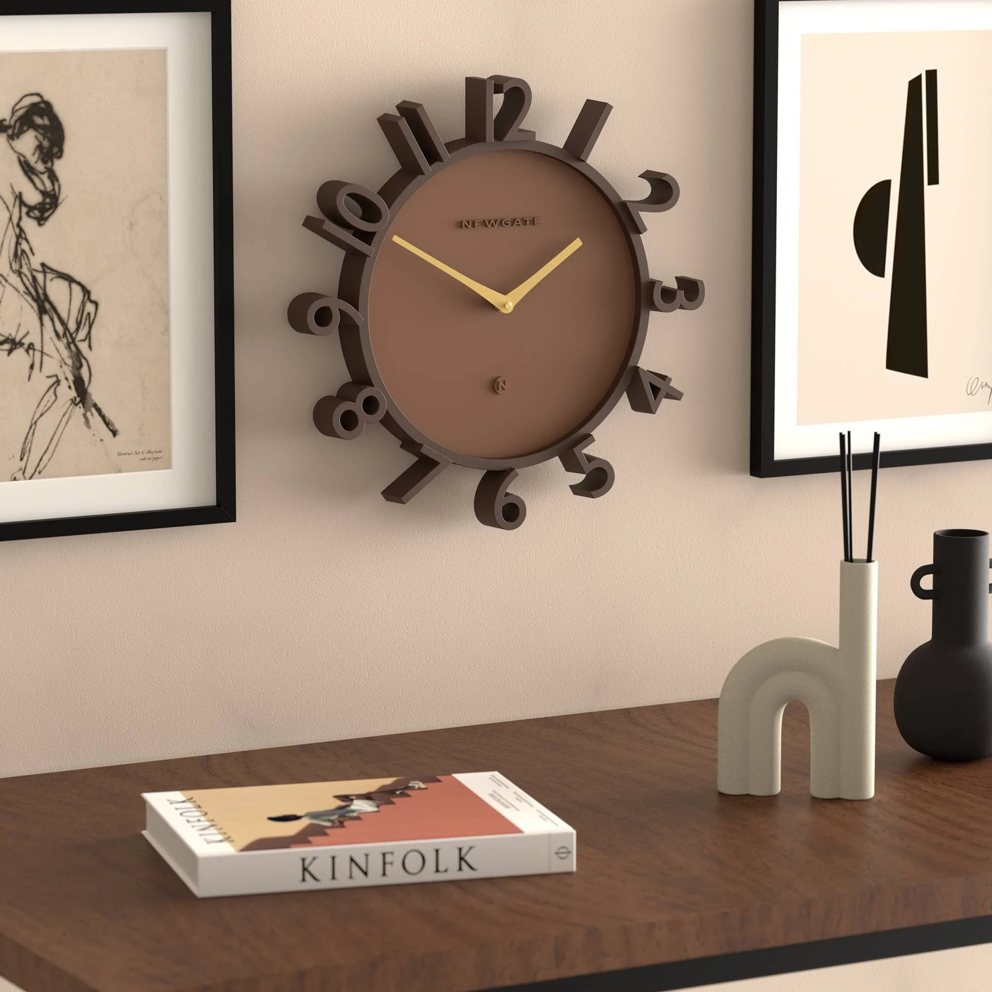 Newgate Monorail wall clock in brown - Image 5