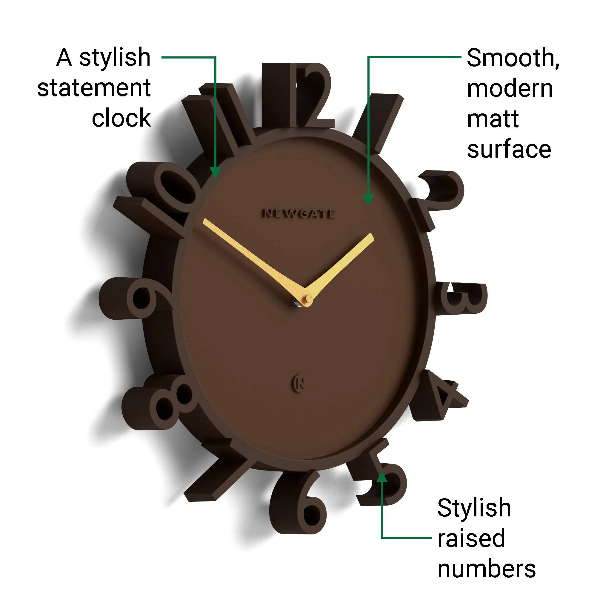Newgate Monorail wall clock in brown - Image 6