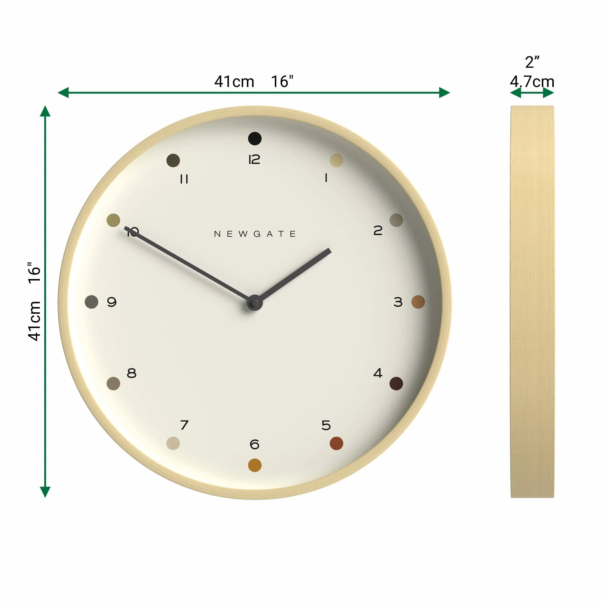 Newgate Mr Clarke dot wall clock in light plywood 40cm - Image 4