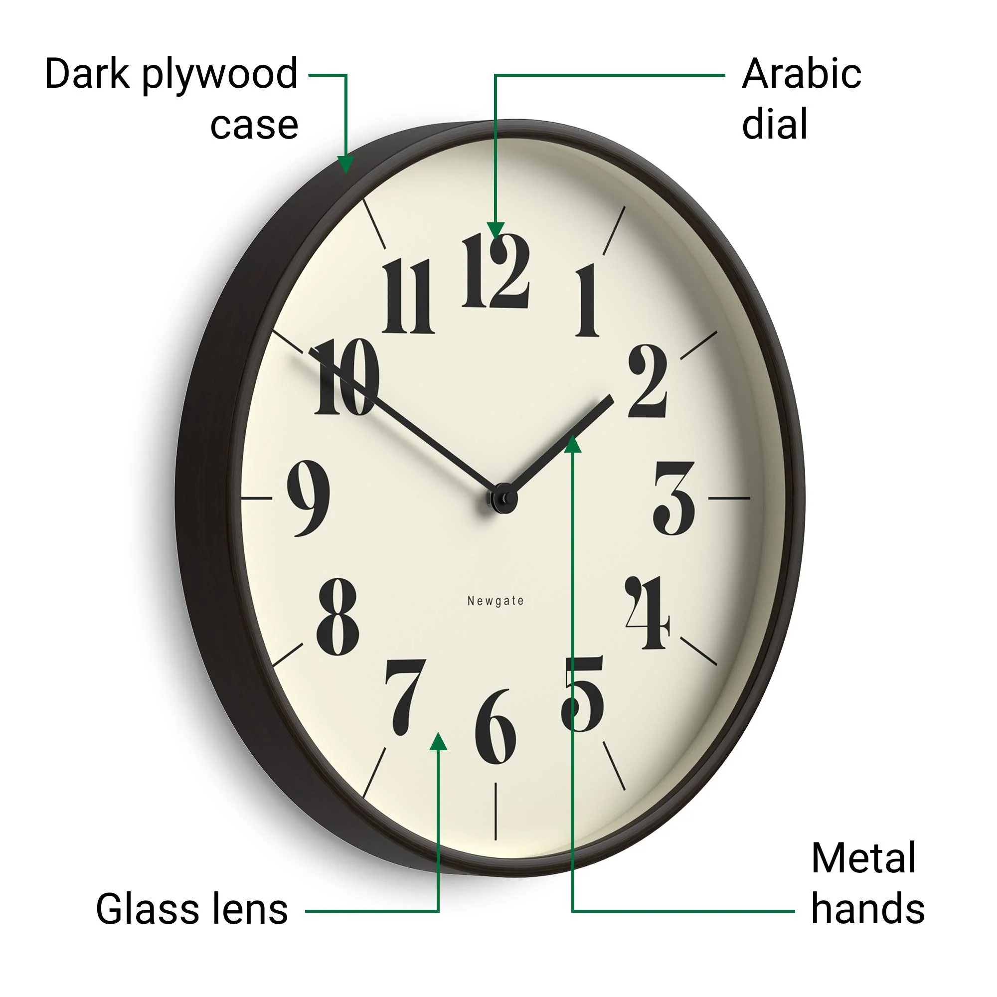 Newgate Hopscotch wall clock in dark plywood - Image 6