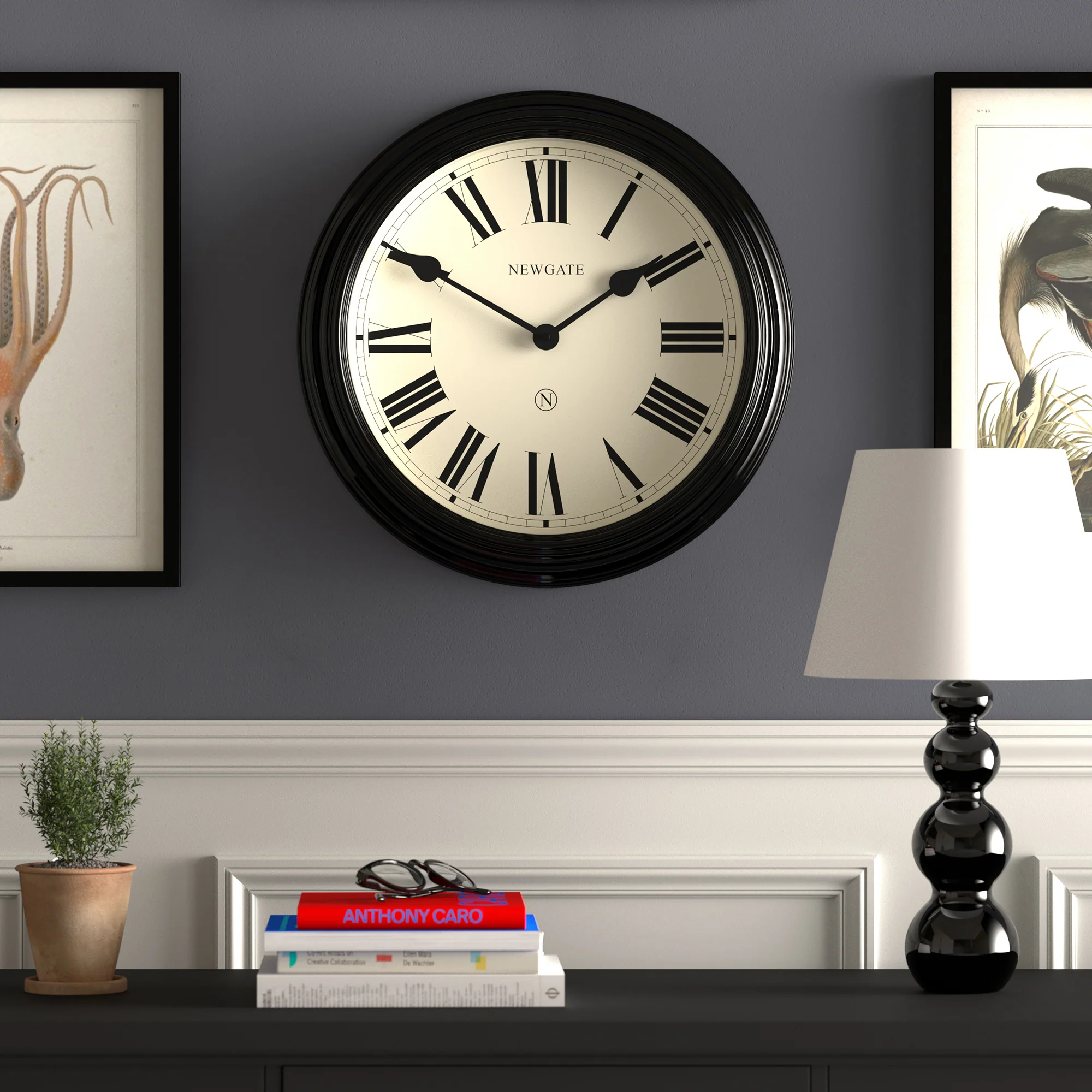 Newgate Notting Hill wall clock in gloss black - Image 3