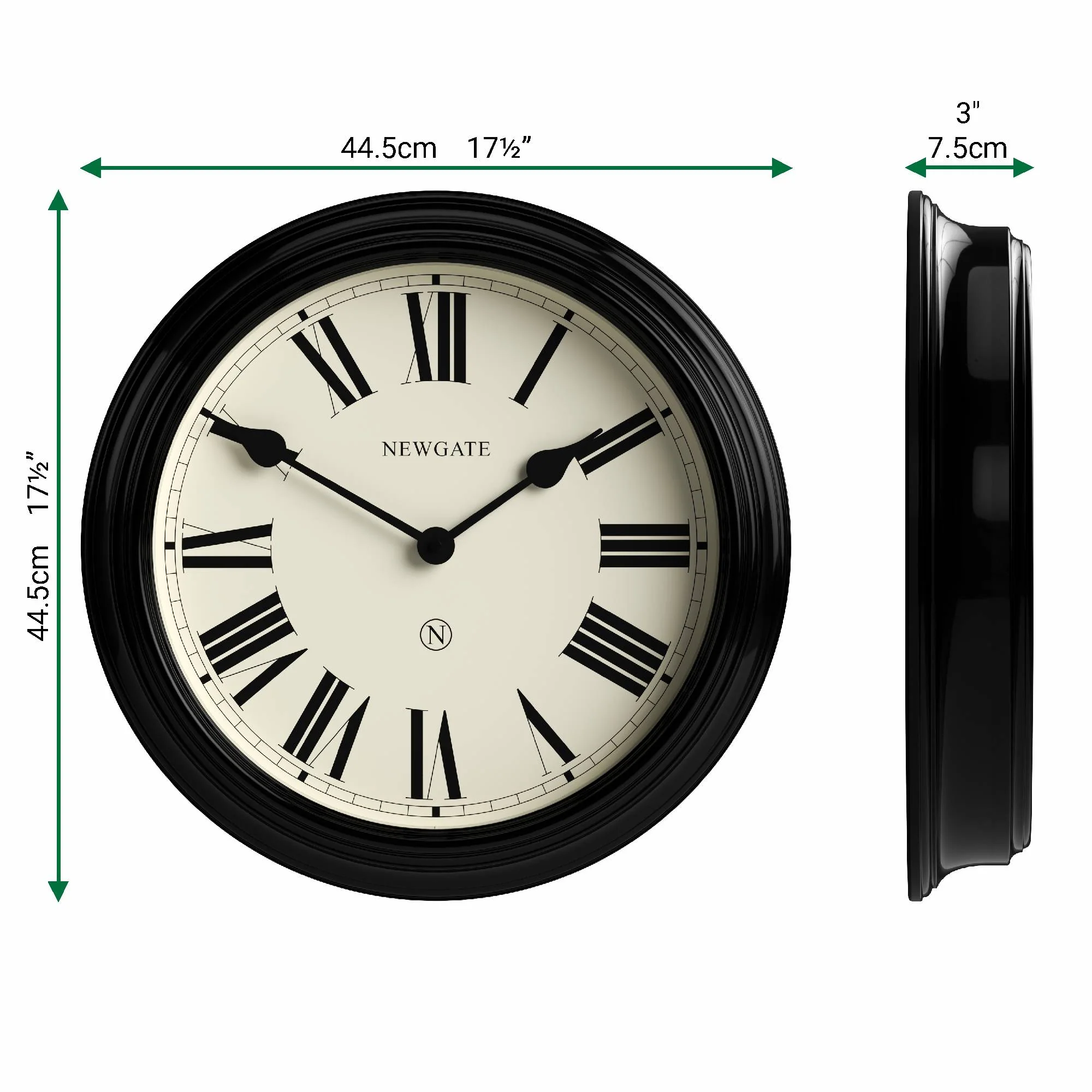 Newgate Notting Hill wall clock in gloss black - Image 4