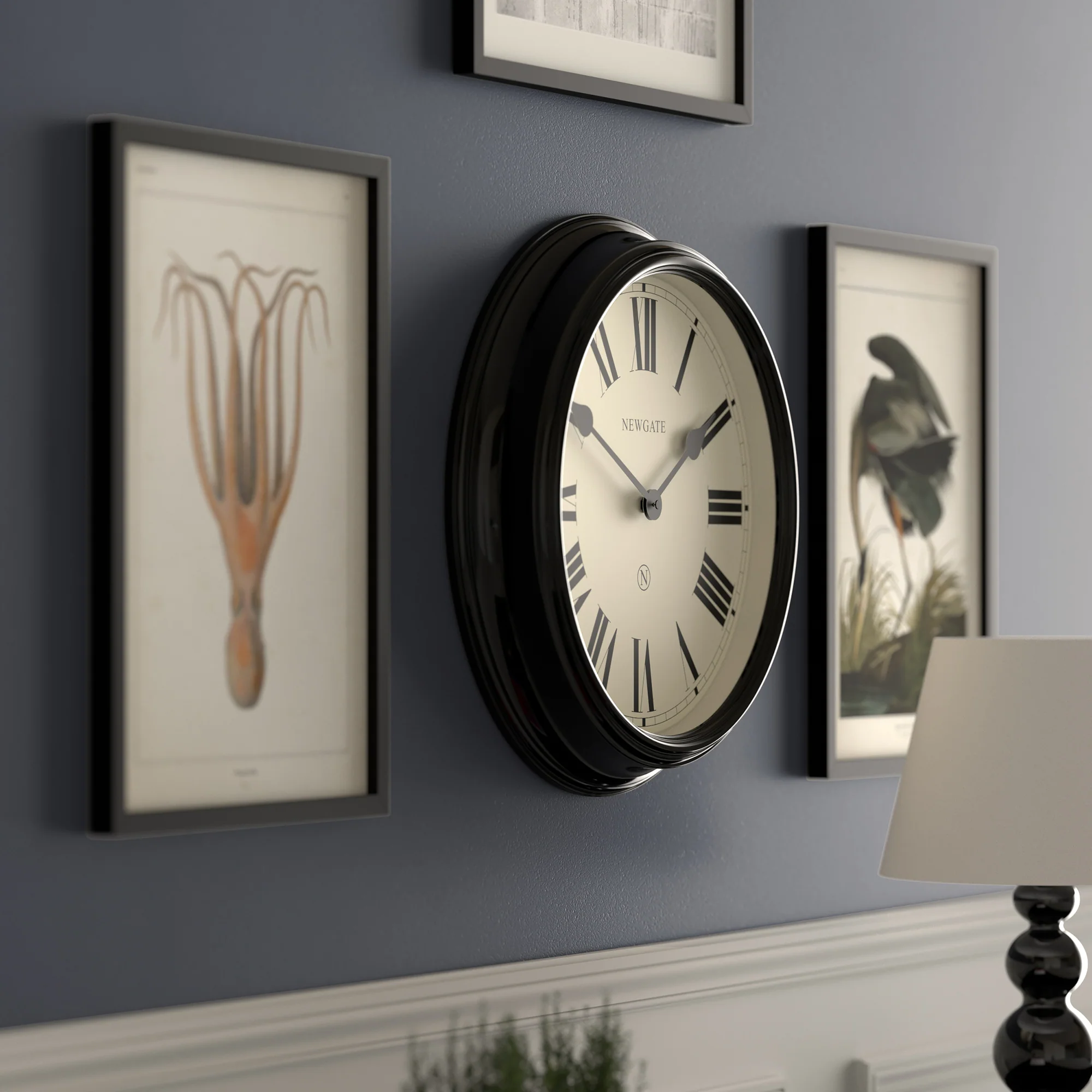 Newgate Notting Hill wall clock in gloss black - Image 5