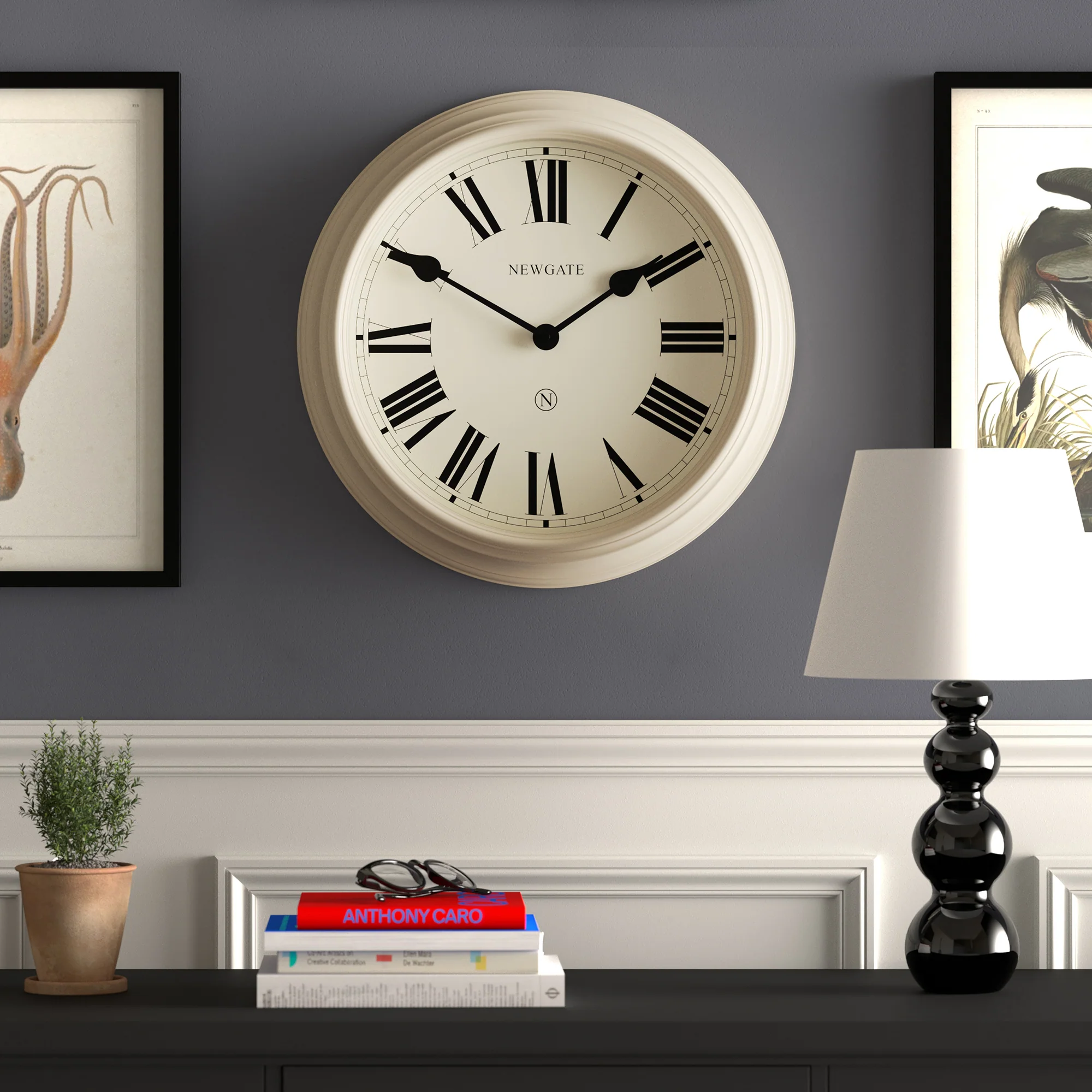 Newgate Notting Hill wall clock in gloss cream - Image 3