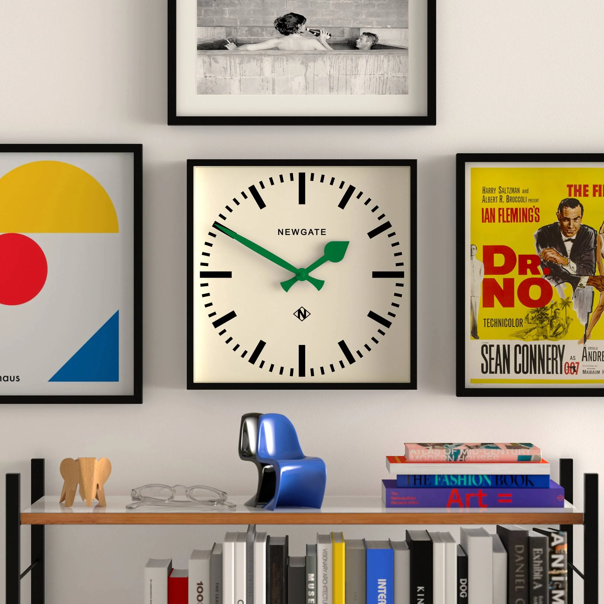 Newgate Number Five Railway wall clock in black and green - Image 3